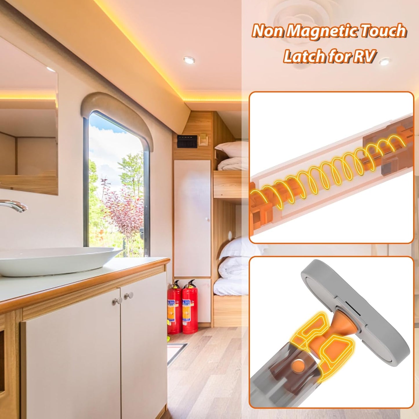 Push Touch Latches for Cabinets, Jiayi 4 Pack Heavy Duty Push Lock Door Latch, Cabinet Press Out Latch for Door, Non Magnetic RV Drawer Catch Closure, Open Latch Kitchen Hidden Door Opener