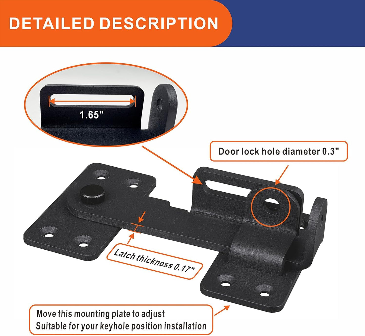 2PCS Flip Latch Lock,90 Degre Heavy Duty Gate Latch with Padlock Hole,Safety Door Bolt Latch Lock,Barn Door Lock Suitable for Wooden Fences,cabinets, bathrooms, Toilets, Windows, etc.