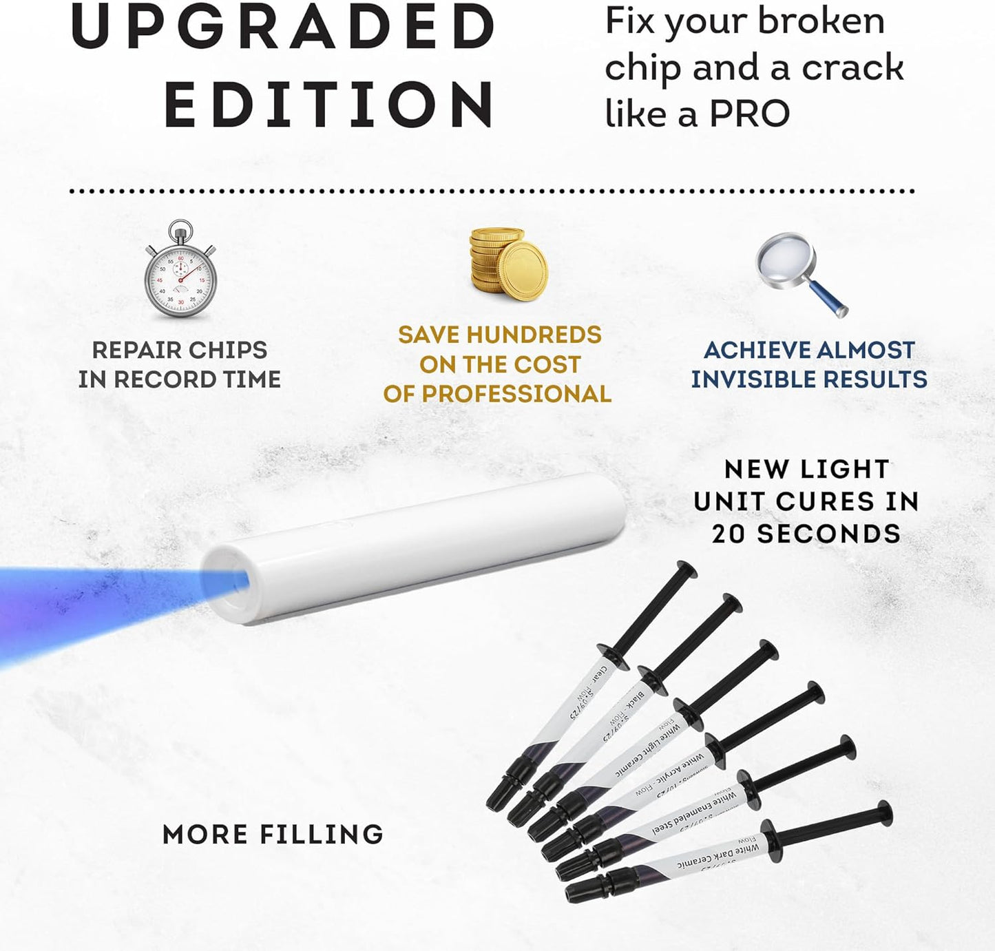 Tile Repair Kit by Stowsen - Also Works as Bathtub Repair Kit I Ideal to Fix Your Broken Chip or Crack on Marble, Corian, Porcelain and Granite Countertops