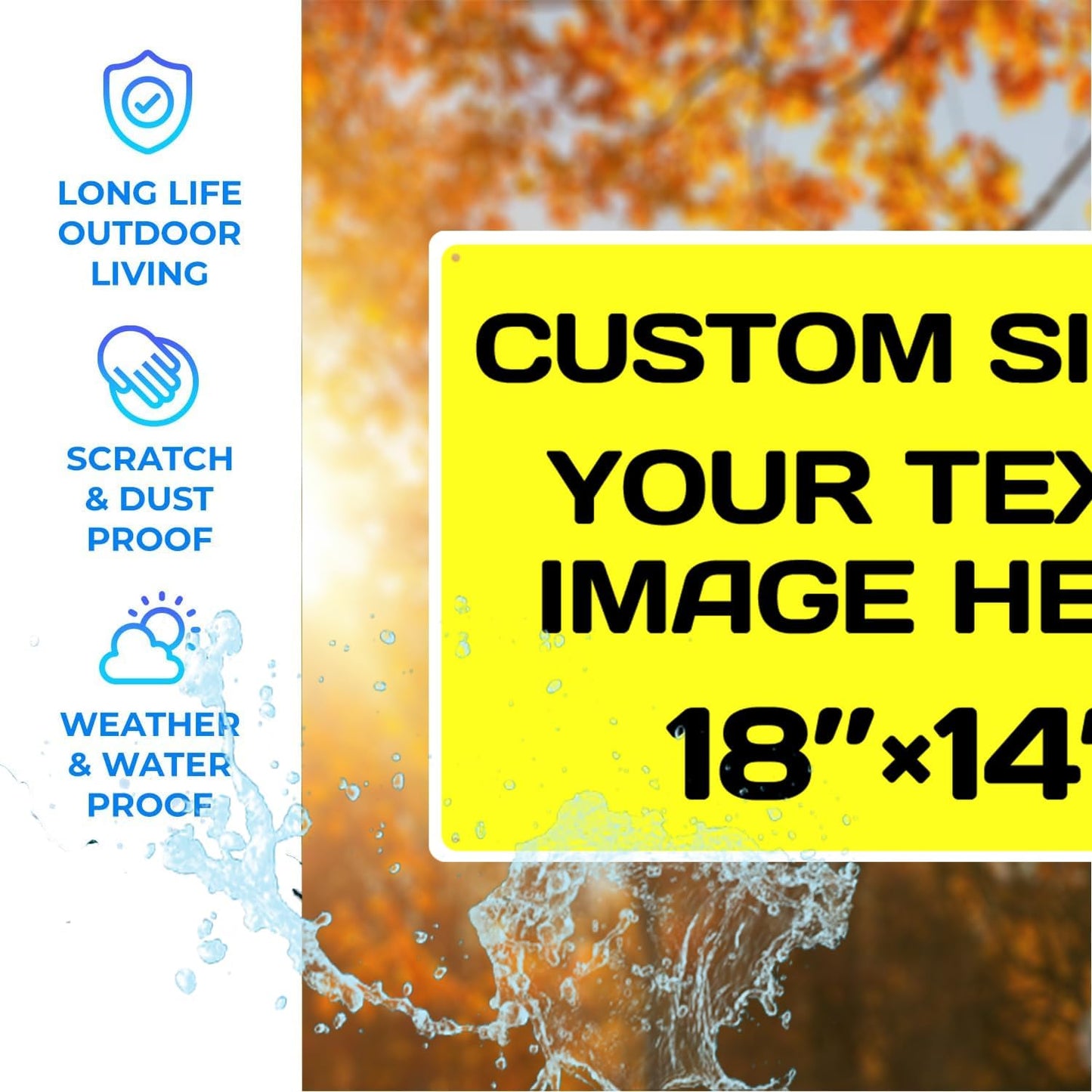 Repaly Personalized signs,Aluminum Weatherproof Metal Sign Multiple Sizes Custom Personalized Text And picture Here,hazard sign,garden sign,custom door sign,Customised business signs Yellow 18×14