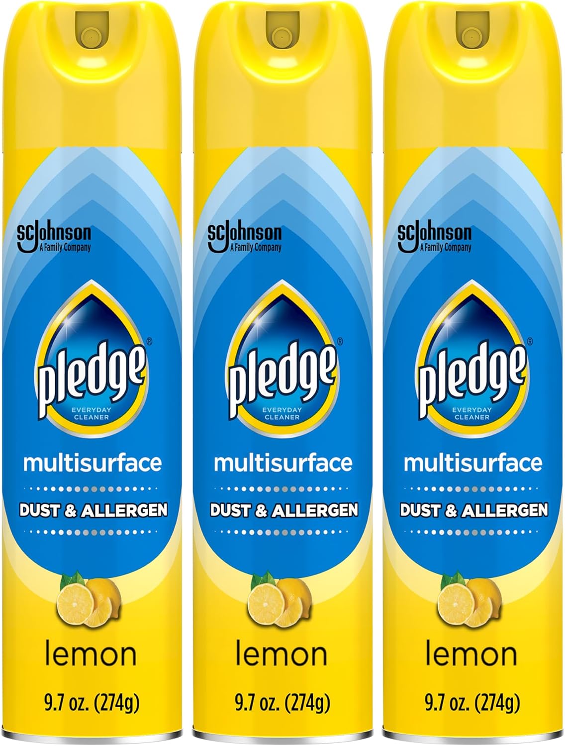 Pledge Dust & Allergen Multisurface Cleaner, Aerosol Spray, Lemon Scent, 9.7oz (Pack of 3)