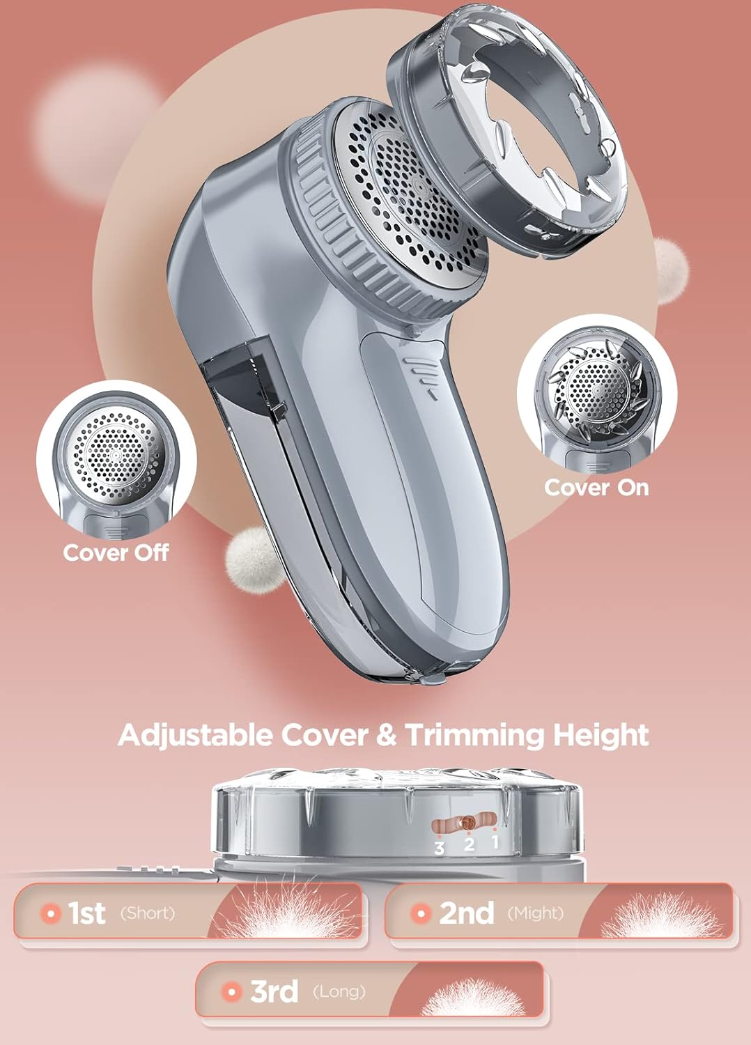 Bymore Fabric Shaver, Lint Remover, Lint Shaver Defuzzer Sweater Shaver for Clothes and Furniture AC Adapter or Battery Operated Pill Fuzz Remover