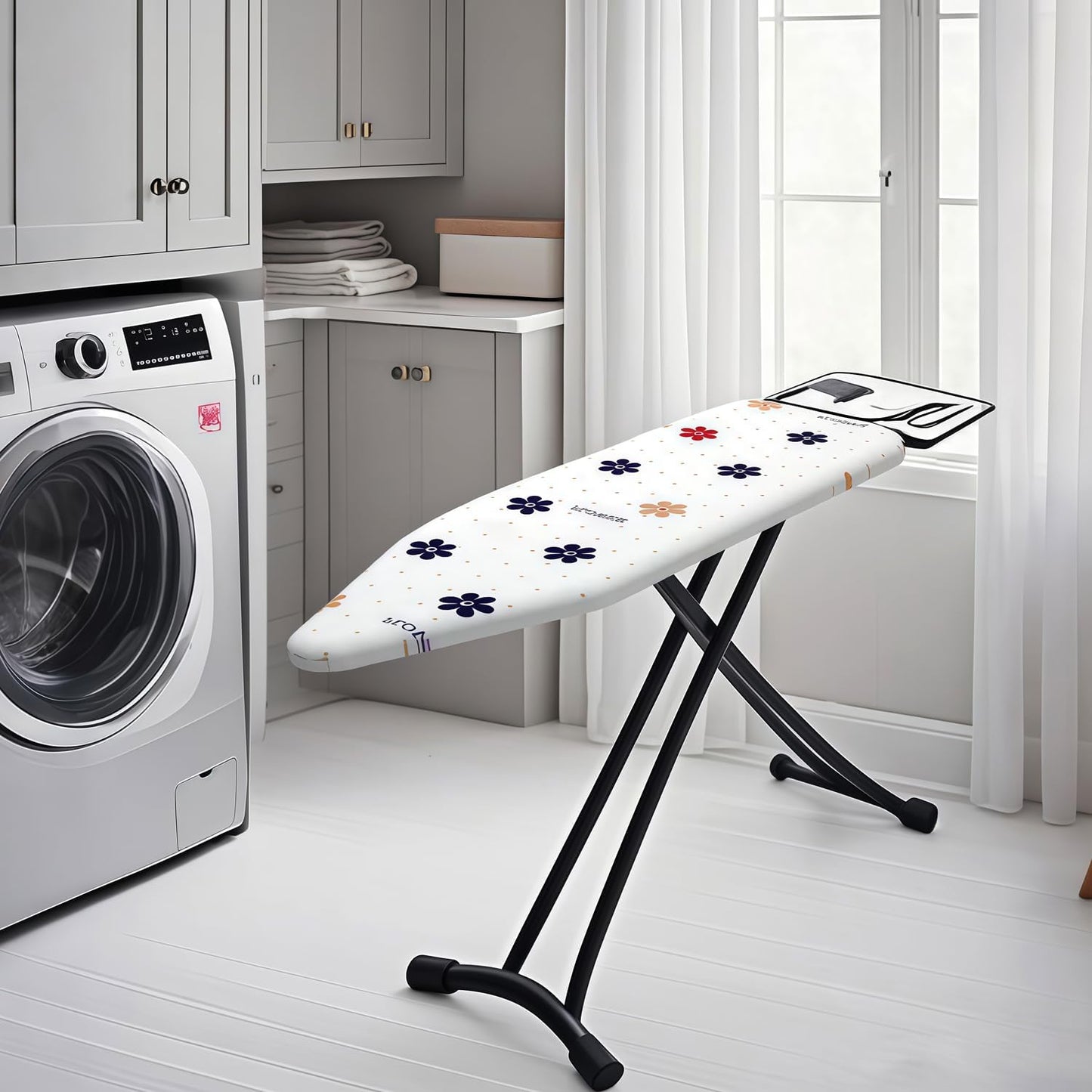 Ironing Board Cover with Two 5MM Thick Feltpads,13"x43"Heat Resistant Replacement Ironing Board Cover and Pad,Fits Standard Ironing Boards,Durability and Easy to Install