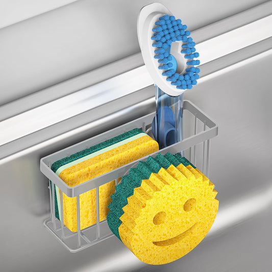 Sponge Holder Smiley Face,Sink Caddy,Sink Organizer Sponge Holder with 2 PCS Suction Cups/1 PCS Adhesive Strips, Designed for Sponge, Soap, Dish brush, Scrubber-Gary