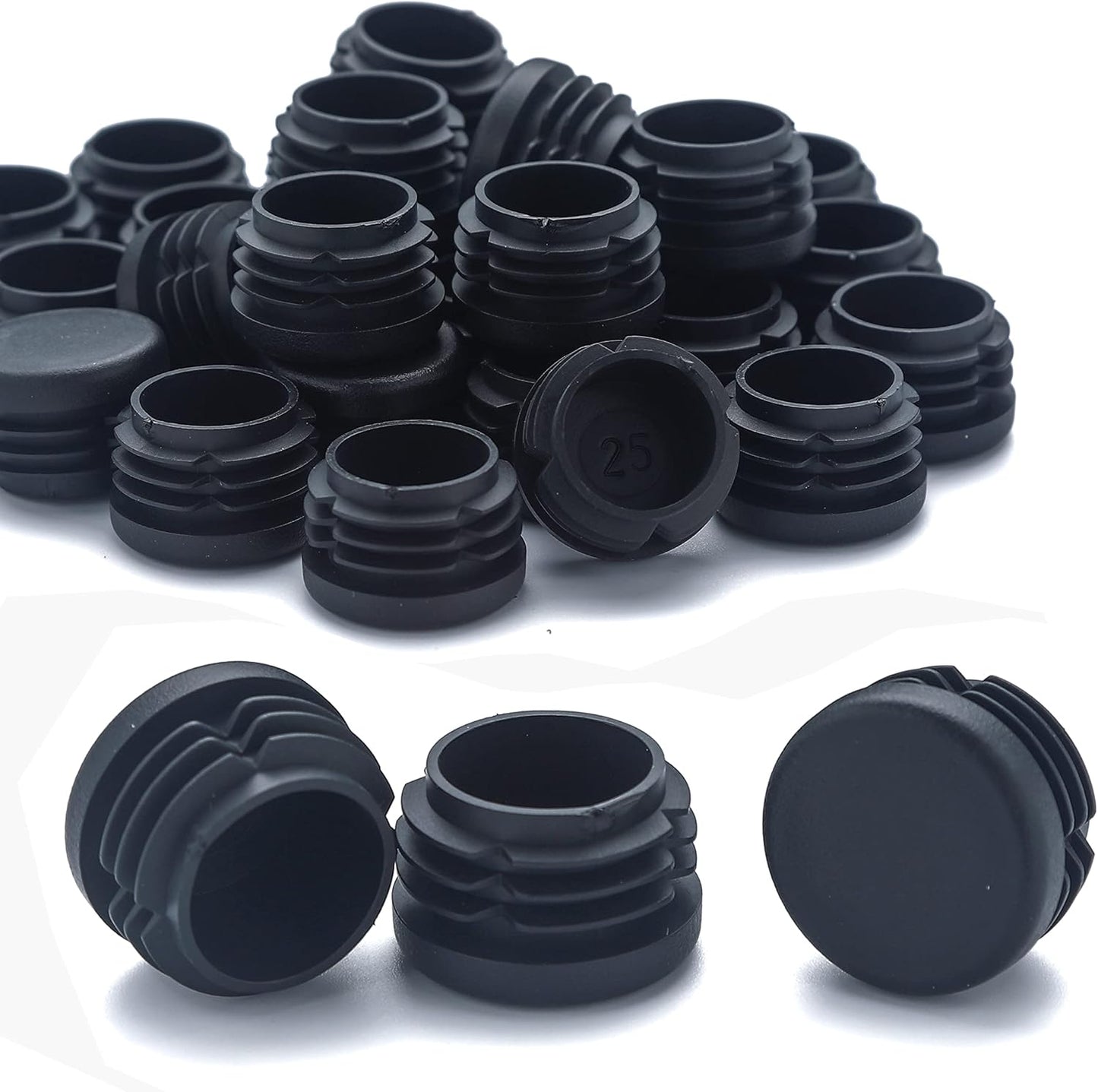 Plastic Plugs Furnigear Tubing End Caps Chair End Caps 1" Outside Bottom Round Tubing Caps Round Furniture Sliders Glides Black (Fit 0.9–0.94" Tube Inner Diameter, 40pack)