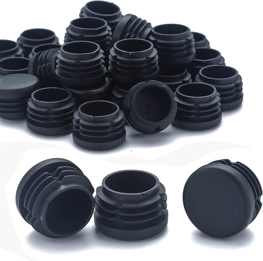 Plastic Plugs Furnigear Tubing End Caps Chair End Caps 1" Outside Bottom Round Tubing Caps Round Furniture Sliders Glides Black (Fit 0.9–0.94" Tube Inner Diameter, 40pack)