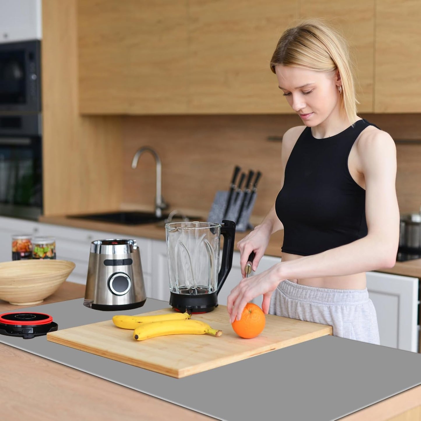 Food Grade Silicone Table Protector Mat 47x24 Inch, Heat Resistant Desk Pad for Baking/Painting/Resin/Welding, Non-Slip Waterproof Surface Easy Clean (3 Colors) (Gray)