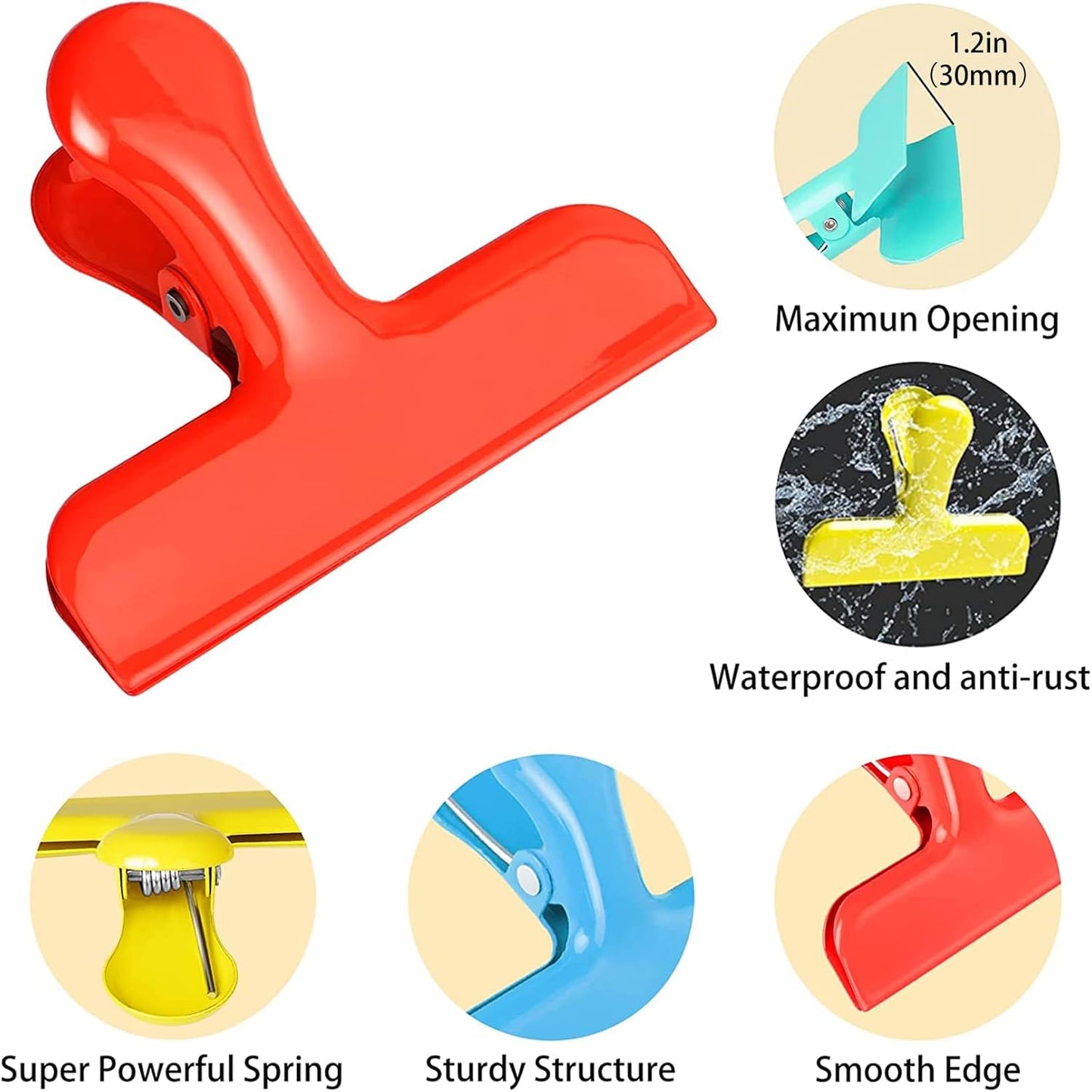 FINDMAG Heavy Duty Stainless Steel Chip Clips, Great for Kitchen Office to Seal Coffee, Chip Bags - Pack of 8