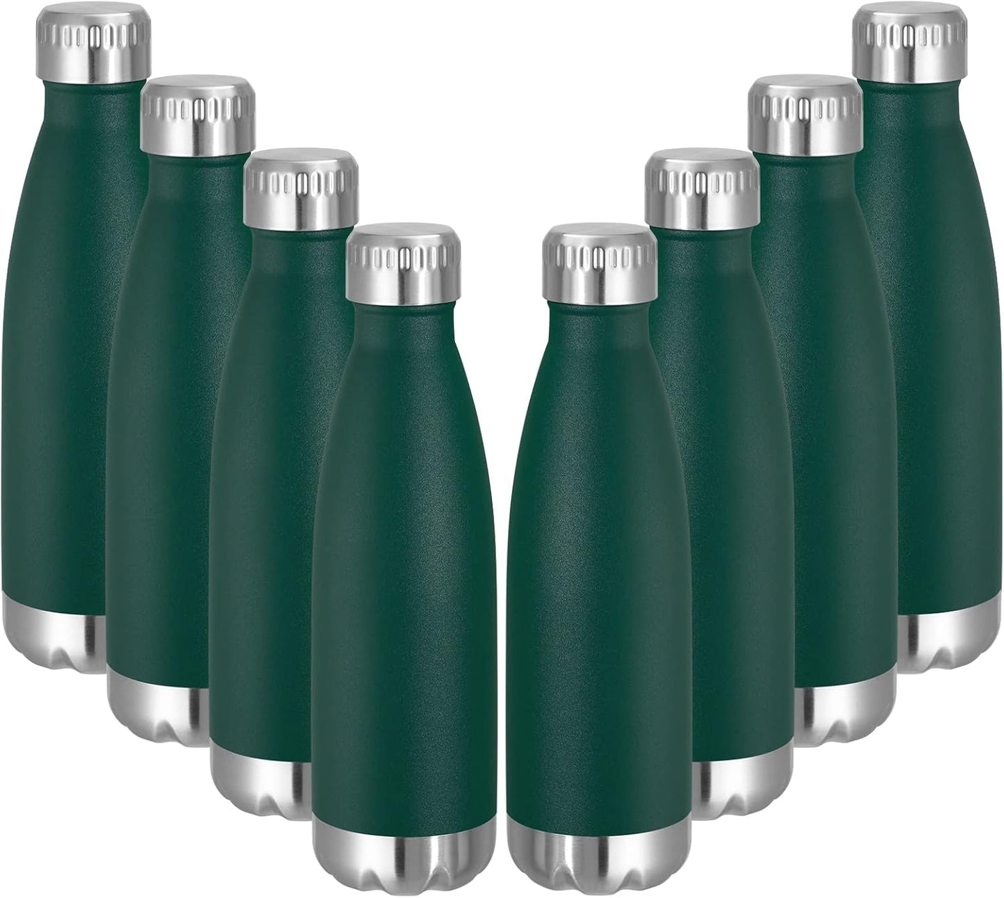 VEGOND 17oz Stainless Steel Water Bottles Bulk, Reusable Metal Sports Water Bottle Keeps Drink Hot and Cold, BPA Free Double Wall Vacuum Cola Shape Insulated Water Bottles for Camping Gym, 8 Pack