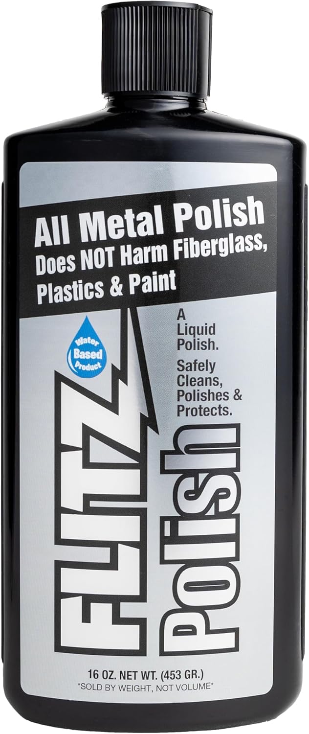 Flitz Multi Purpose Metal Polish Liquid - 16oz Bottle of USA-Made Tarnish Remover - For Aluminum, Chrome, Brass, Nickel, Silver - Non-Abrasive Metal Cleaner and Polish, Restorer (1 Pack)