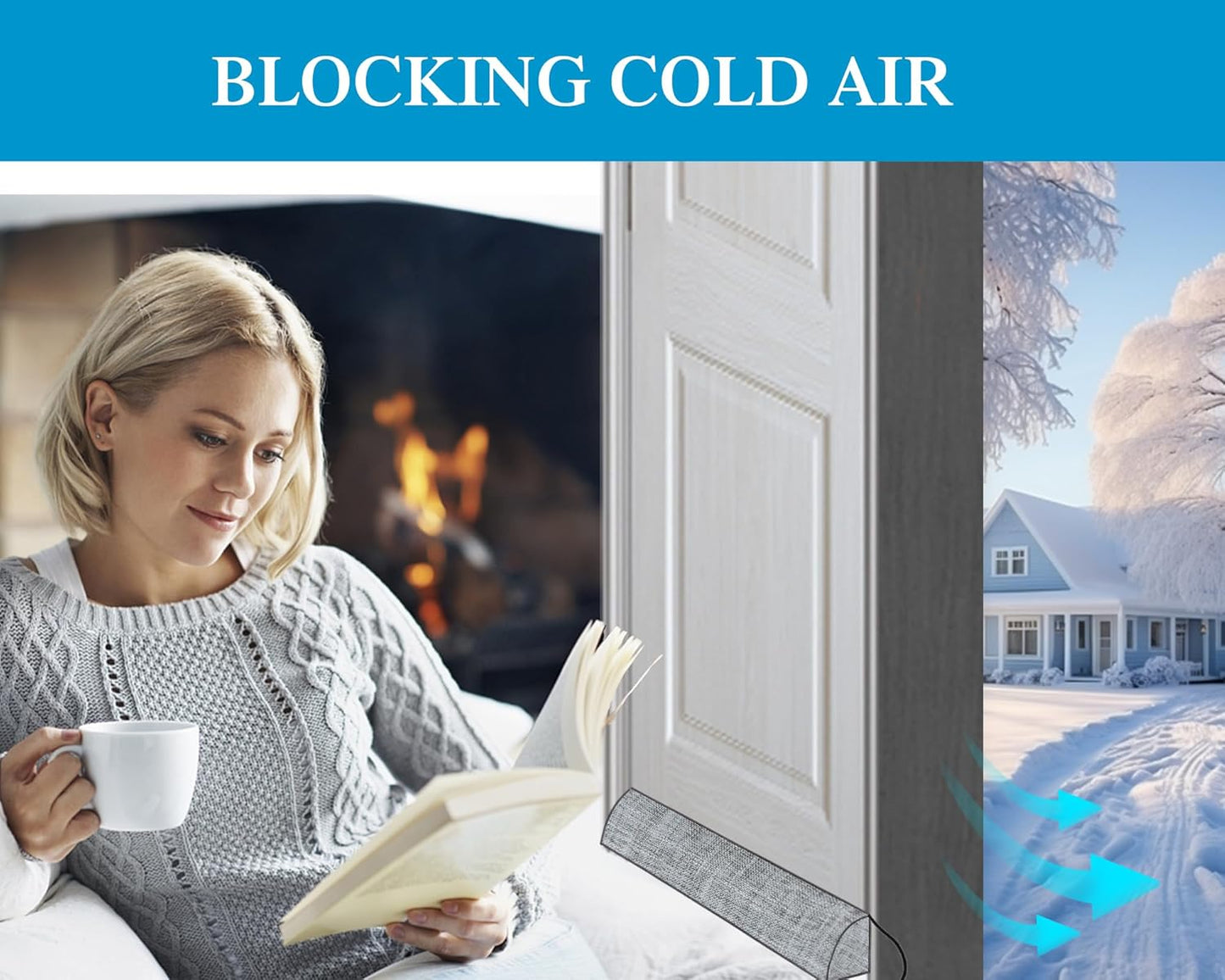 QUOLIX Triangle Under-Door Draft Stopper, 32" Noise Blocker, Weighted Weather Stripping, Gray Cotton & Polyester, Multi-Function Noise & Light Blocker,Gray