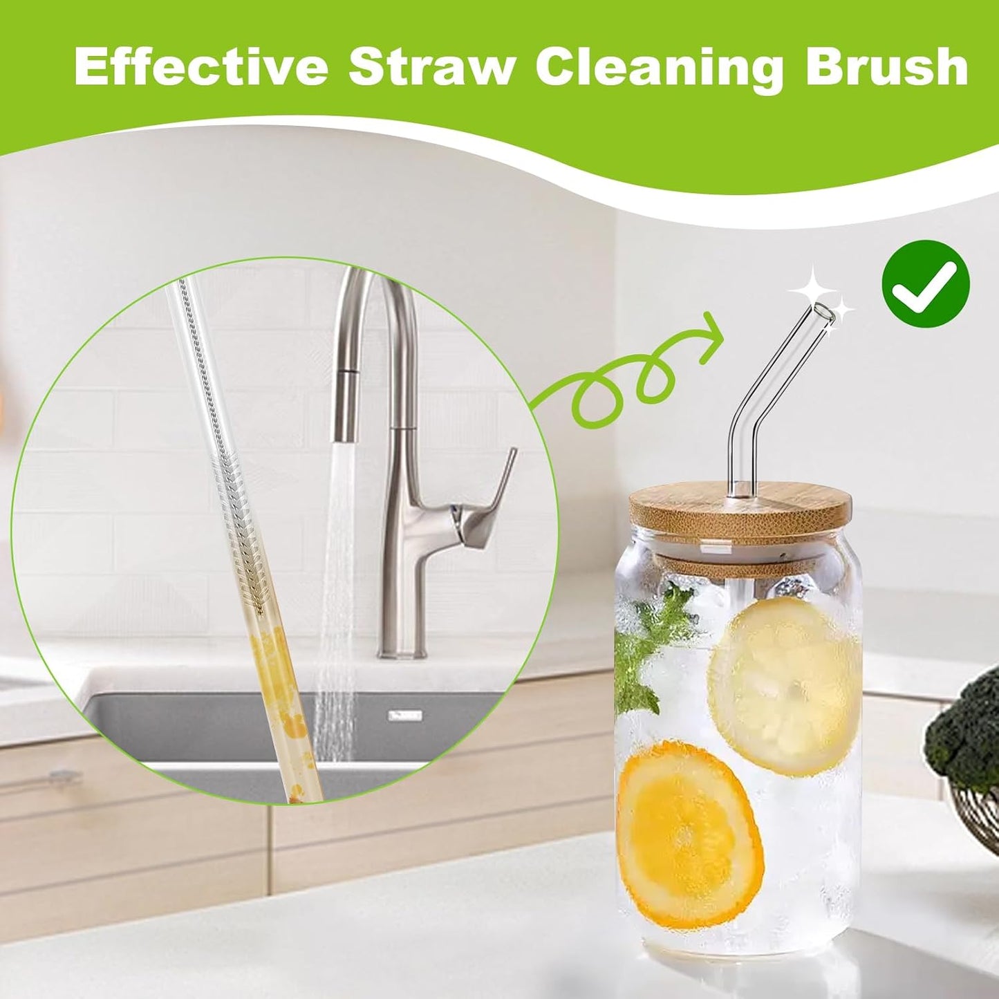 Long Straw Cleaner Brush Set Travel: 8 Pack Straw Brush Cleaner for Cleaning Straws, Stainless Steel & Bendable Nylon Brushes - Durable & Rust Resistant Cleaning Solution for Home and Office