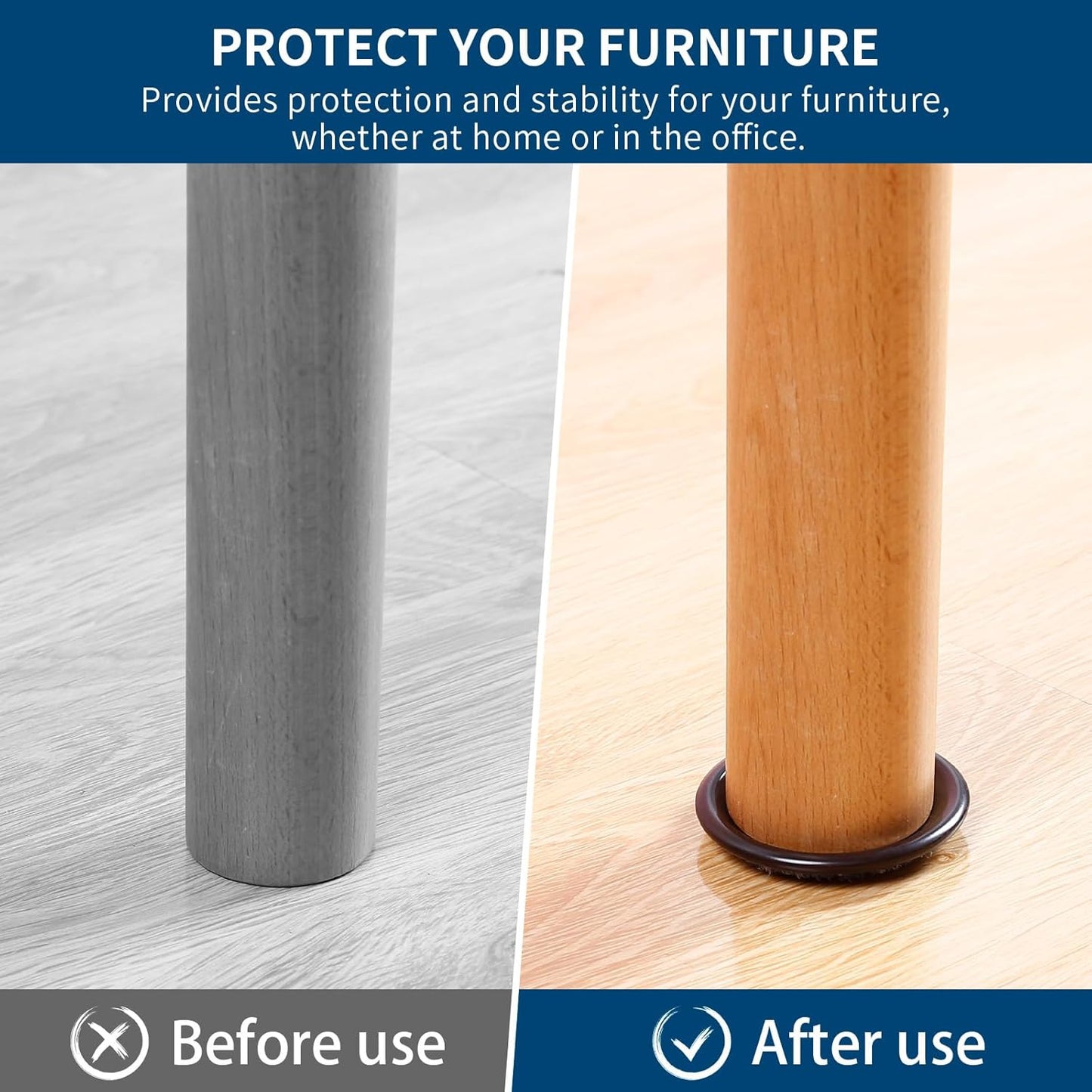 Ezprotekt 4" Round Reusable Felt Furniture Caster Cups with Carpet Bottom, 16 Pcs Felt Furniture Sliders Floor Protectors Pads to Protect Hardwood, Tile or Laminate Floors from Scratches (Brown/Gray)