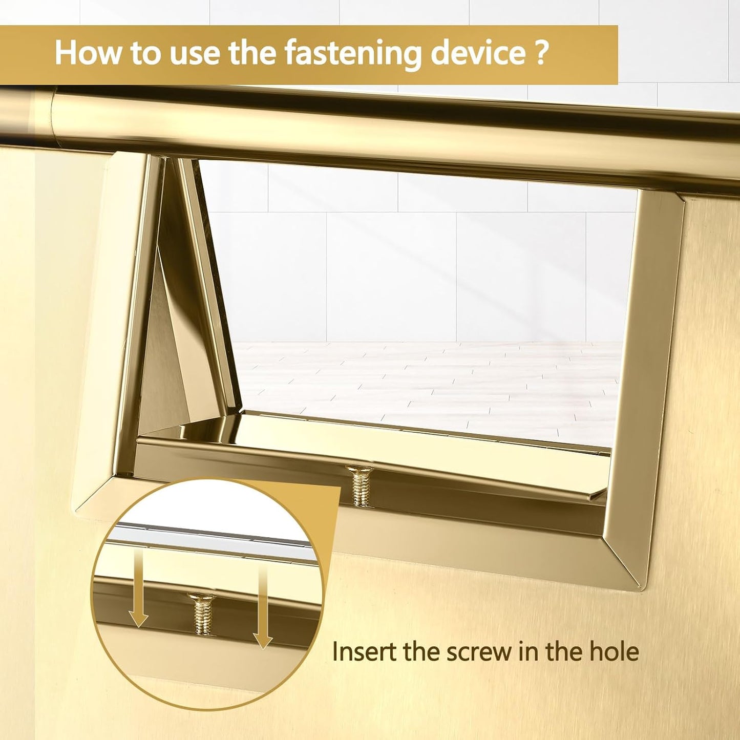 Kigley 2 Pcs Wet Floor Sign, 17 Inch Stainless Steel Caution Wet Floor Sign Double Sided Portable Foldable Bilingual Safety Warning for Hotel Market Restroom Restaurant Office (Gold)