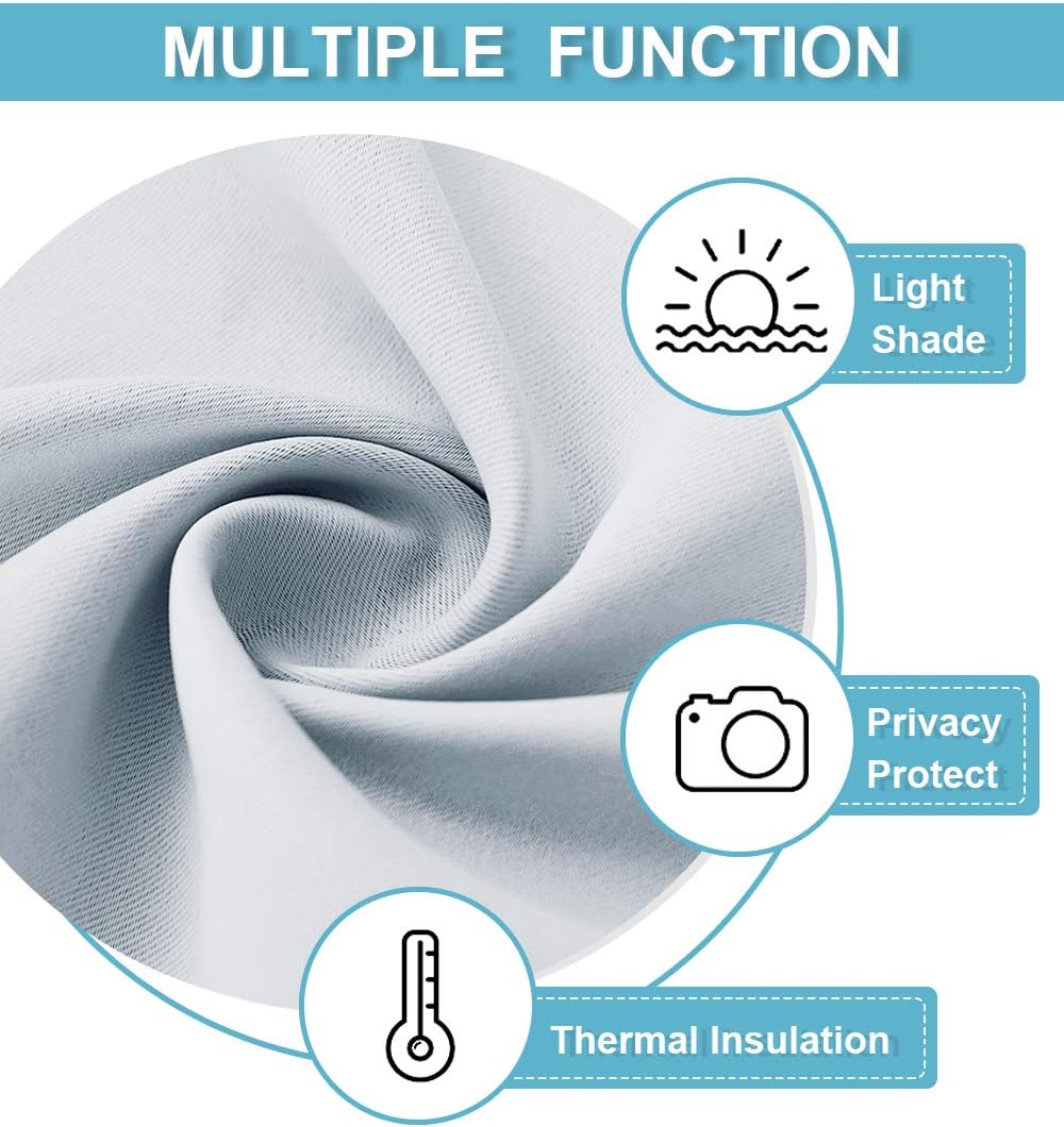 RYB HOME 45 inch Curtains for Kitchen Room Darkening Privacy Mini Curtain for RV Camper Bathroom Small Window, Width 29 x Length 45 inch, 2 Panels Set, Greyish White