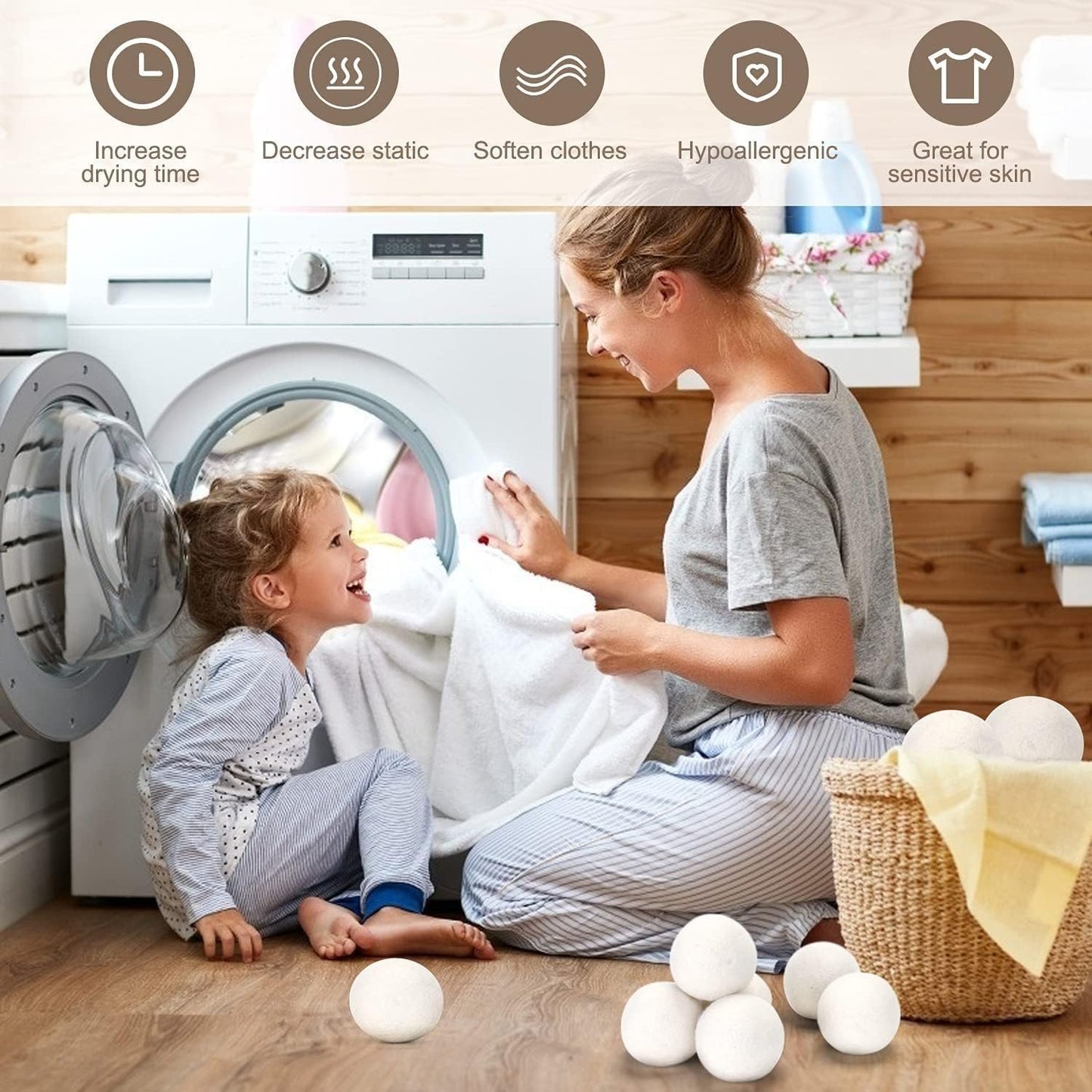 Organic Wool Dryer Balls: Eco-Friendly & Chemical-Free | Our Anti-Entanglement Reusable Balls Eliminate Wrinkle Static | 6-Pack XL Dryer Balls for Laundry is Made with New Zealand Wool (Gray)