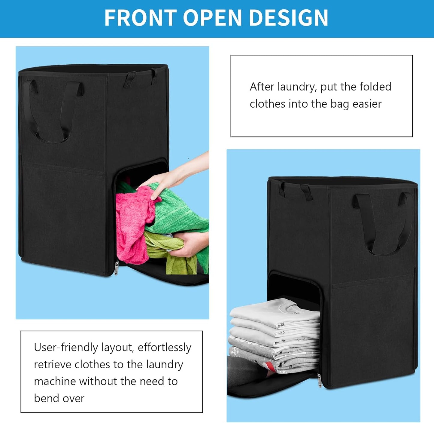 Laundry Backpack Bag, Bukere Extra Large 2 in 1 Laundry Hamper Basket for College Students Dorm Essentials, Adjustable Shoulder Straps, Freestanding Laundry Bag for Apartment, Laundromat, Travel