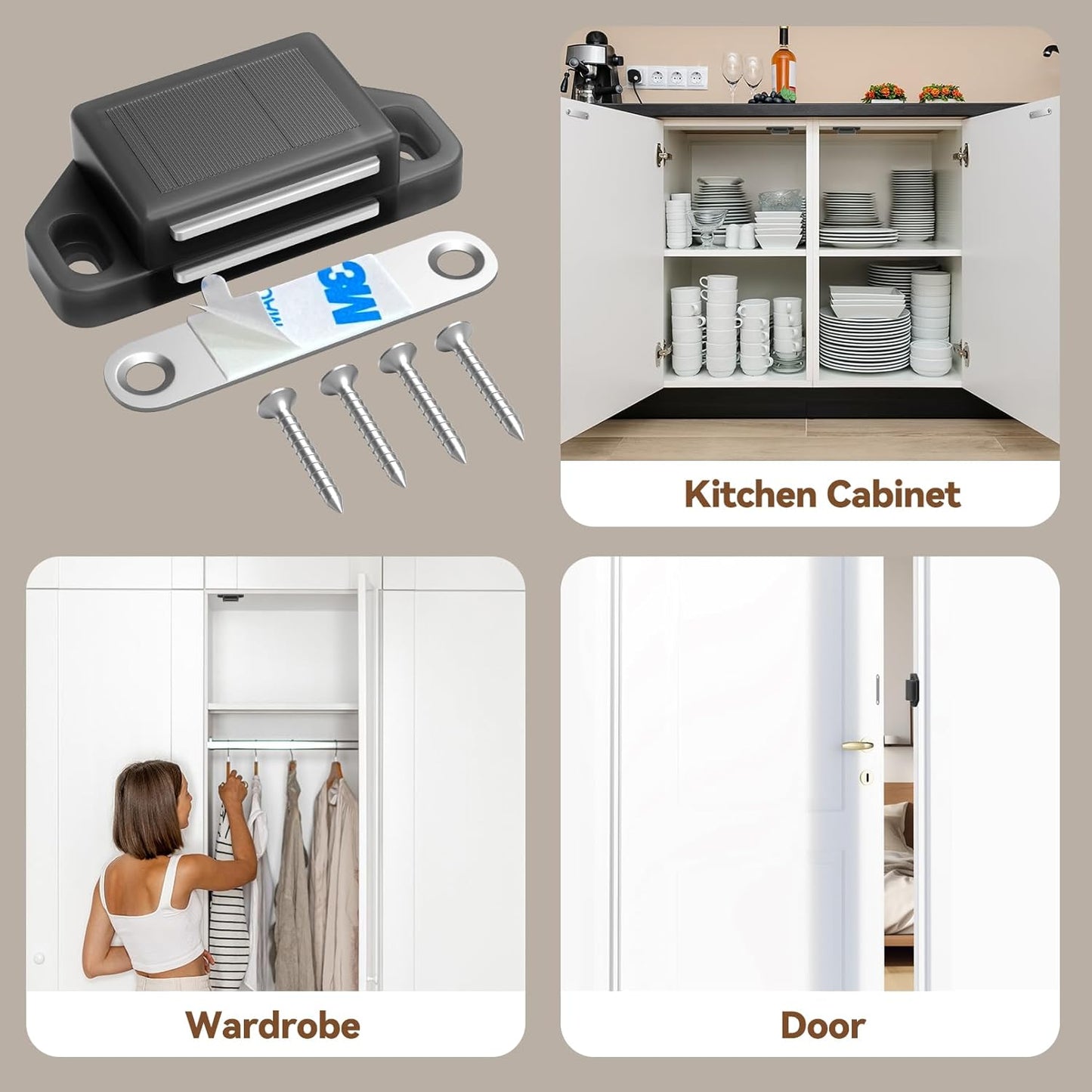 Cabinet Magnetic Catch Door Latch 30LB for Kitchen Drawer Magnets to Stay Closed Magnetic Catch Closet for Drawer（Black 6 Pack）