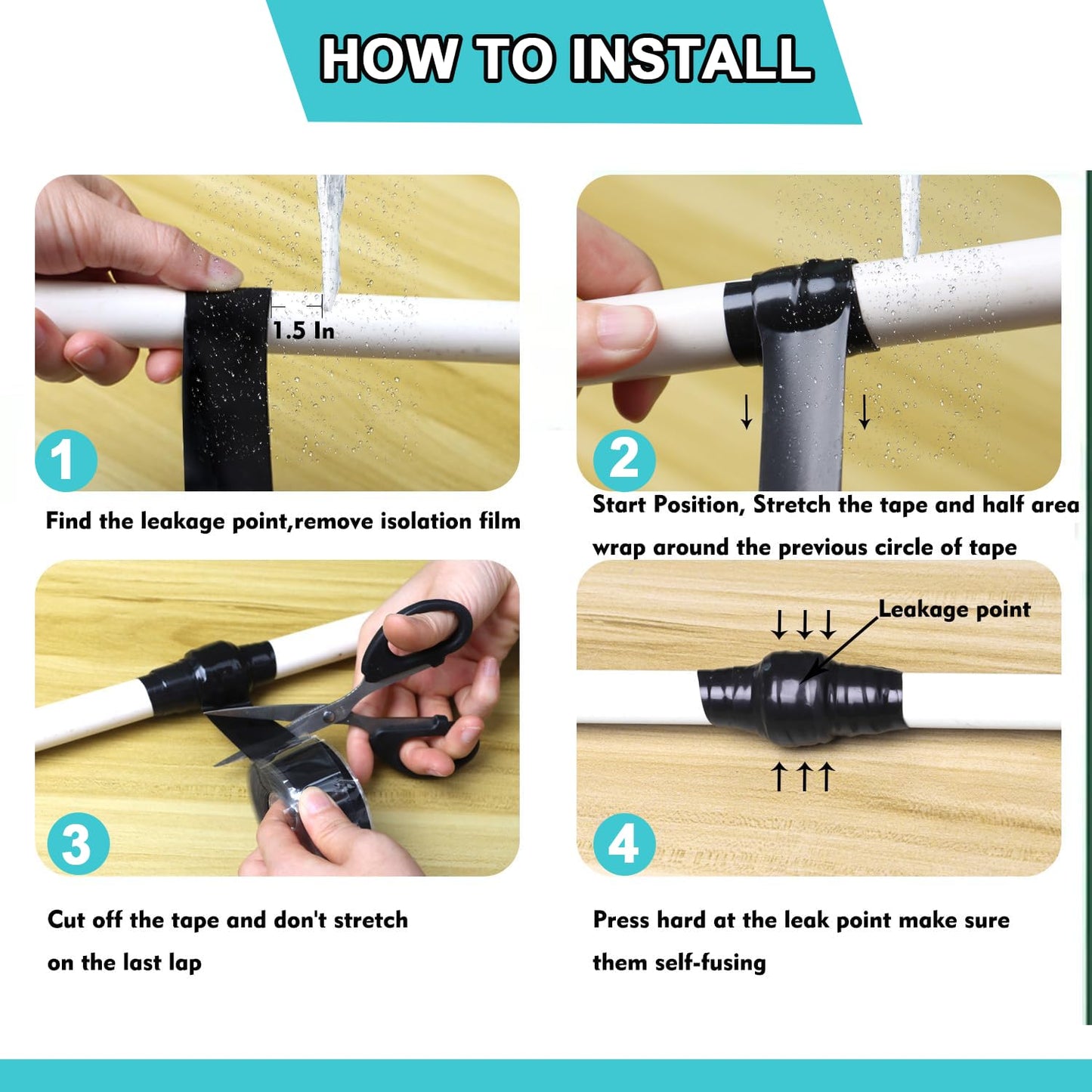 Waterproof Silicone Tape 1 in x 16.5 Ft Extra Strong Waterproof Rubber Leak Proof Sealing Tape Silicone Rubber Self-amalgamating Tapes for Emergency Pipeline Repair Cable Bandage Tool Fixing