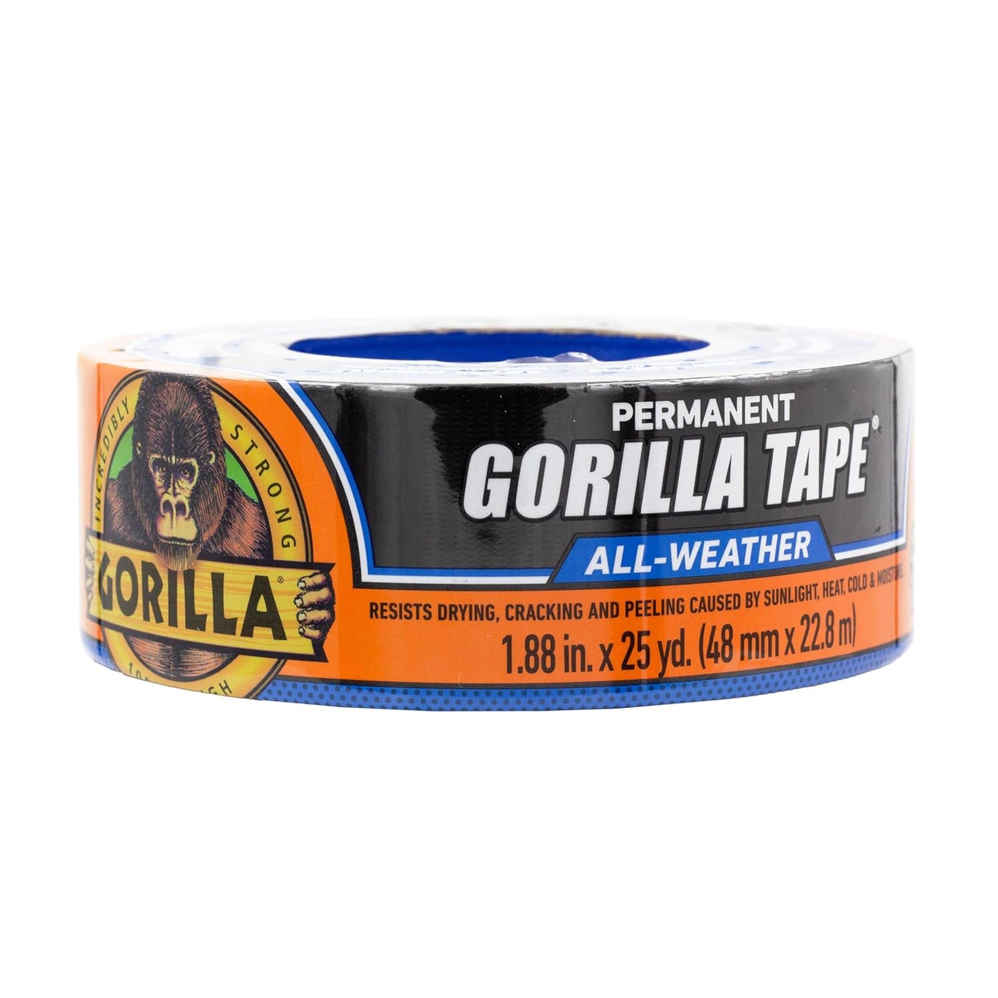 Gorilla All Weather Duct Tape, Black, 1.88" x 25 yd (Pack of 1) - UV and Temperature Resistant Waterproof Tape for Outdoor Repairs