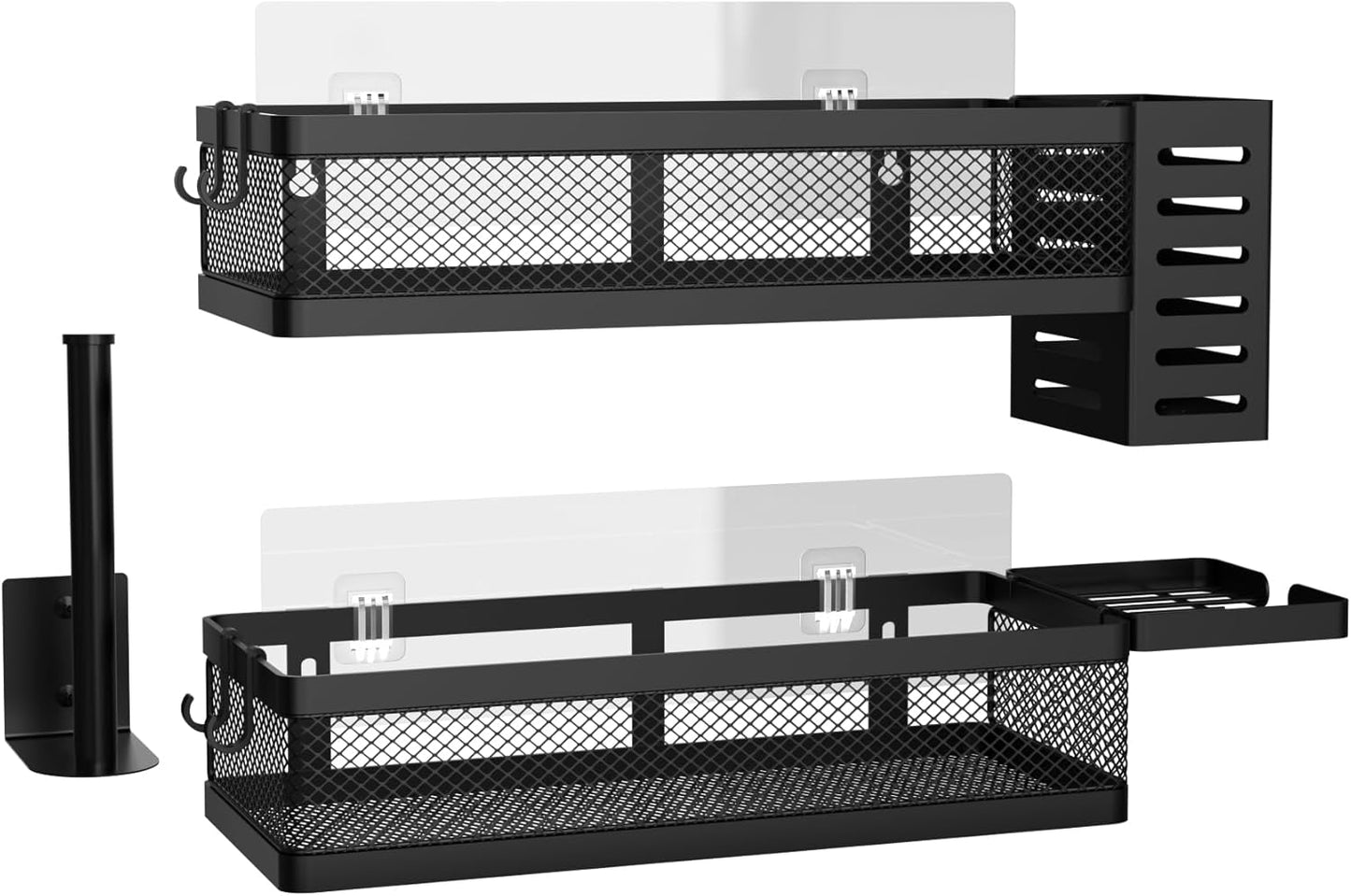 PUSDON Metal Wall Hanging Basket 2 Packs DIY Suitable for Multiple Scenes - Middle Black Netting Suit