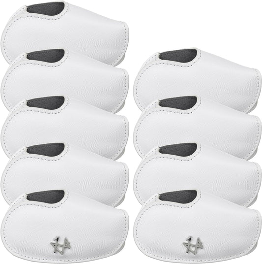 Golf Iron Covers 9pcs or 1pc Saffiano Leather Magnetic Club Headcover for Right Hand