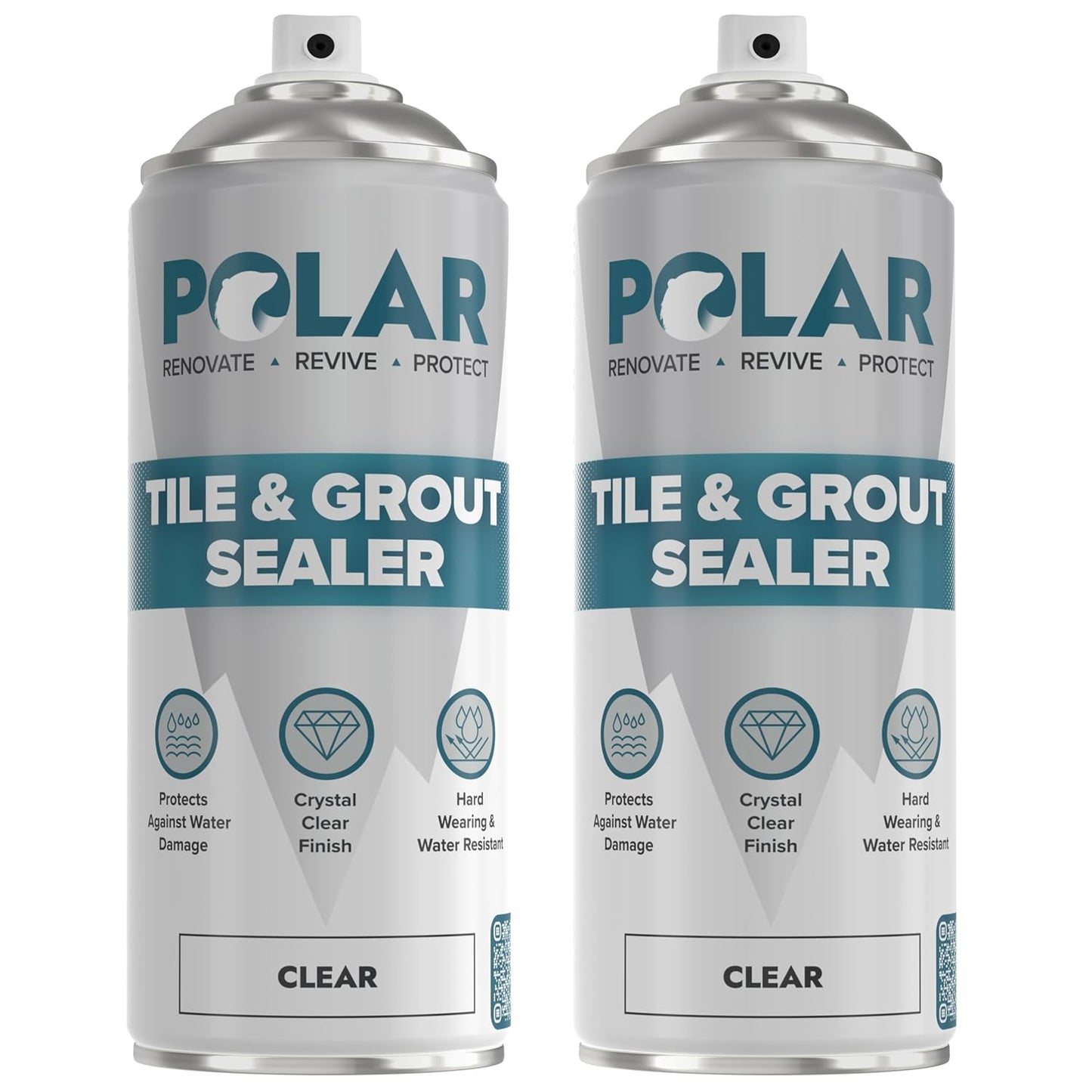 Polar Tile & Grout Sealer Clear Aerosol Spray - 2 x 13.5 Fl Oz | Instantly Waterproofs and Protects Floor Tile Grout | Ideal for Bathroom, Shower & Kitchen | Interior & Exterior Tile Sealer