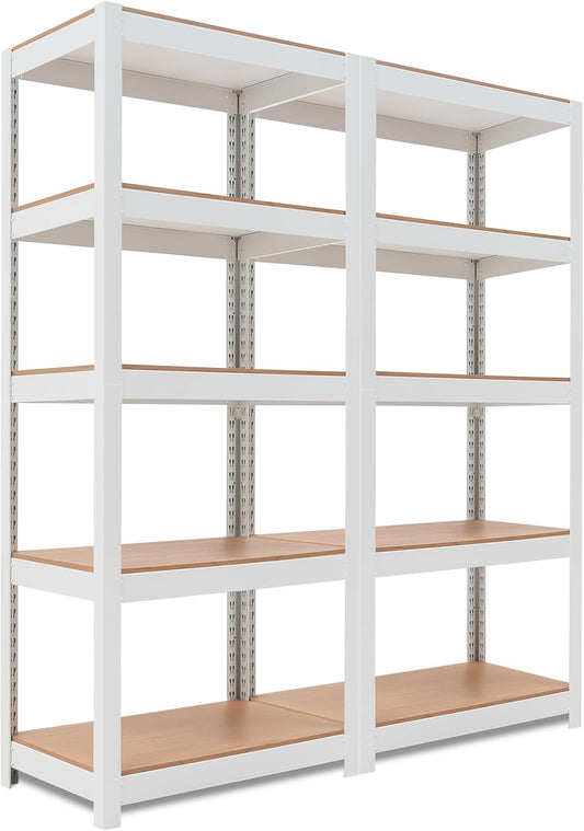 HOMEDANT House 5 Tier 24.4" W Laminated Metal Shelving Unit Adjustable Storage Utility Rack Heavy Duty Shelves Organization Multipurpose Shelf Kitchen Garage Pantry Closet 2 Pack