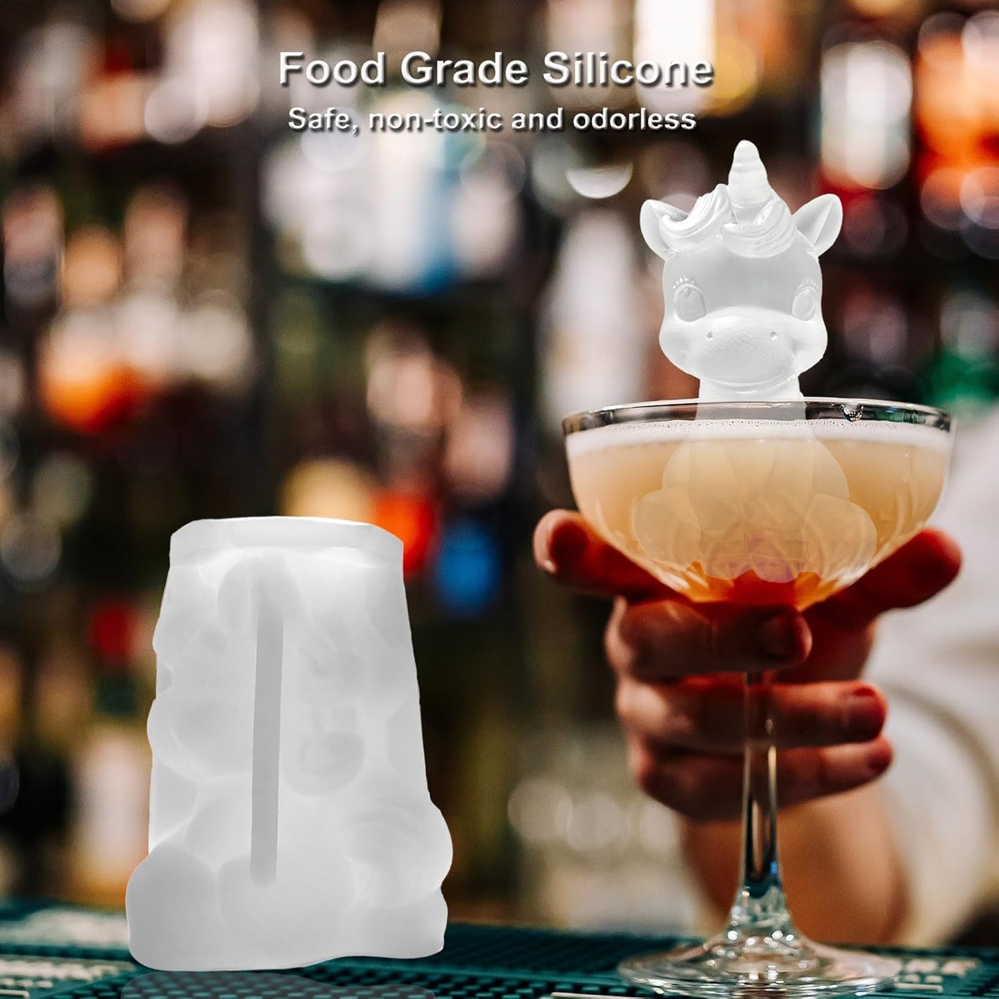 3D Unicorn Ice Cube Silicone Molds Tray for Whiskey, Cocktail, Drink Decor, Bar; Rich Details. Cute Gifts for Women Kids Girls Unicorns Lover, Fun Horse Animal Shape Epoxy Resign Mold; 2 Pack