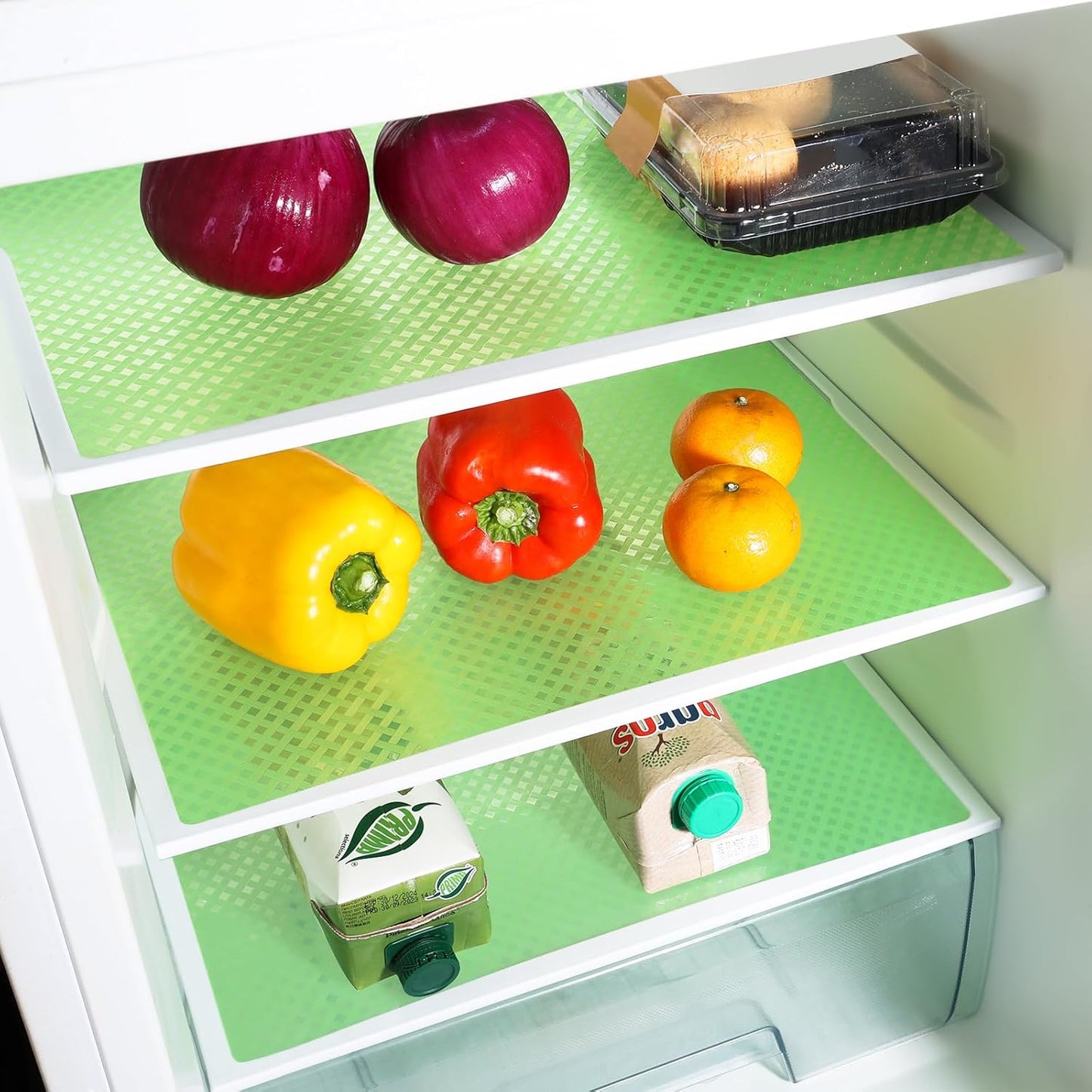 Green Fridge Liner Shelf Liners for Kitchen Cabinet Refrigerator Liners Waterproof & Oil-Proof Kitchen Cupboard Liner Non Adhesive Drawer Mats EVA Material for Shelves 11.8 x 393.7 Inches