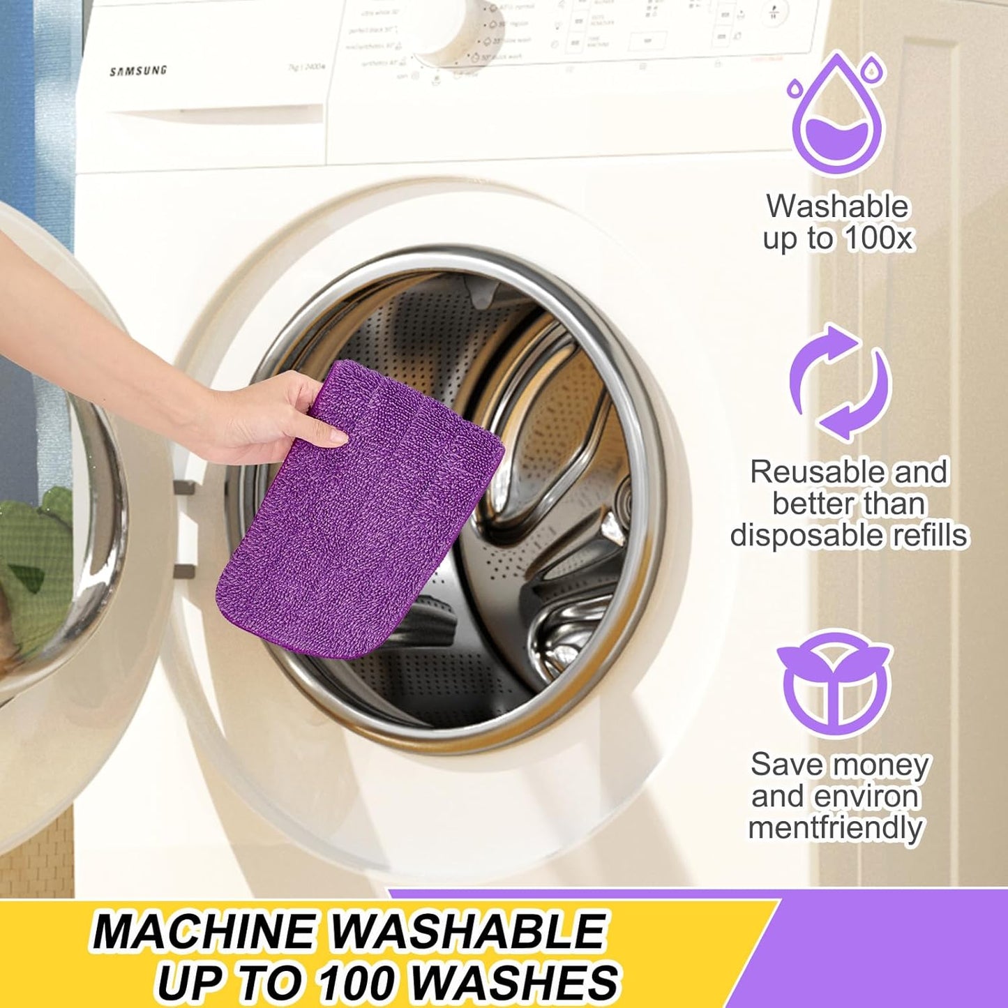 16.5 inch Reusable Mop Pads Microfiber Spray Mop Replacement Heads for Wet/Dry Mops Compatible with Bona Floor Care System (5 Pack)