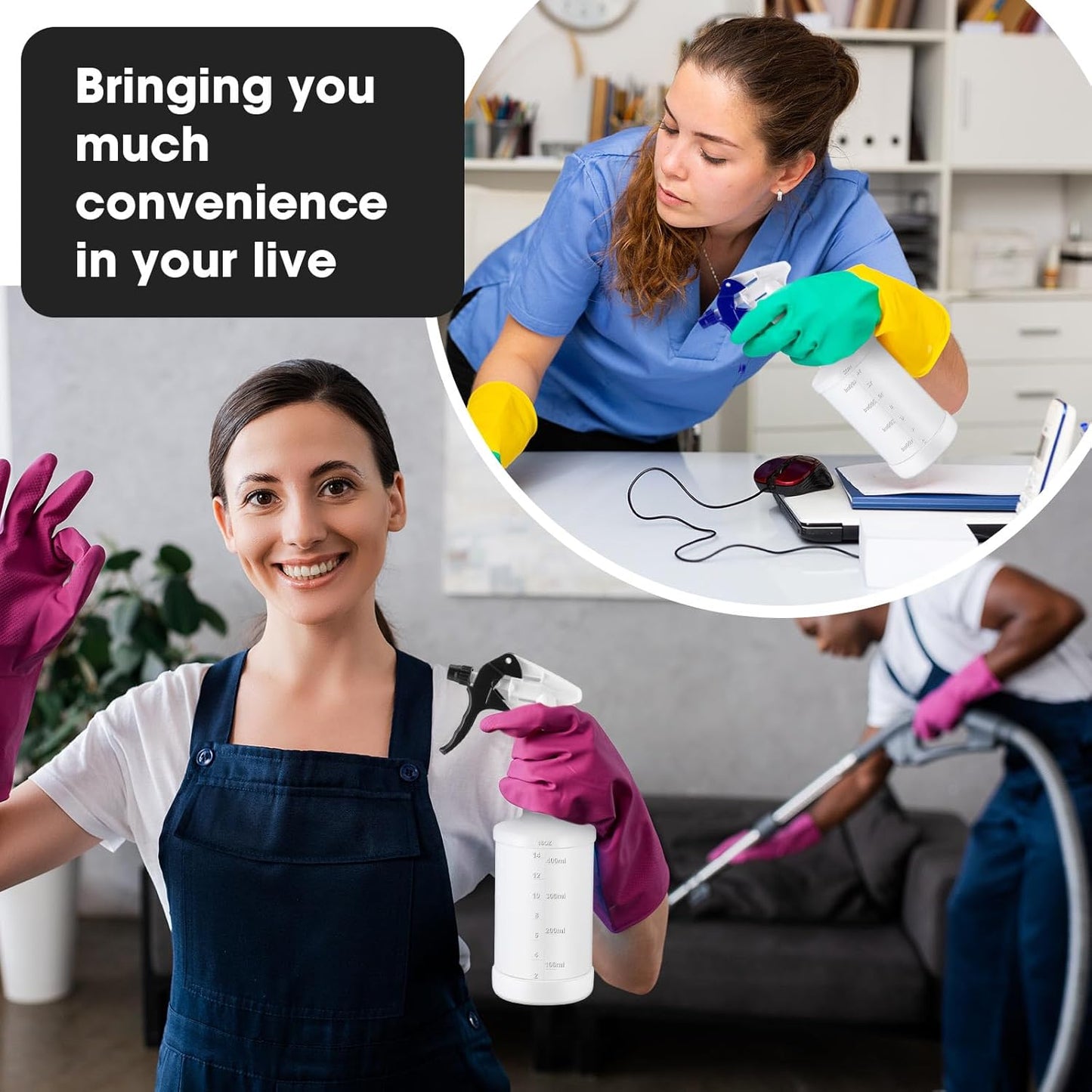 Eccliy 12 Pcs 16 Oz Plastic Spray Bottle, Adjustable Empty Reusable Sprayer for Cleaning, Planting, Water, Bathroom and Kitchen, BBQ, Commercial and Residential (Multicolored,Measurement)