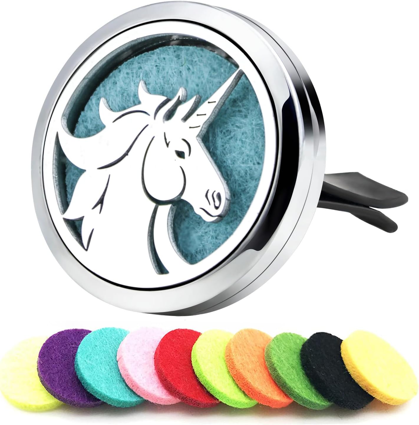 30mm Car Essential Oil Diffuser Vent Clip Air Freshener Vent Clips Aromatherapy with 10 Felt Pads Car Accessories Mother's Day for Women (Horse)