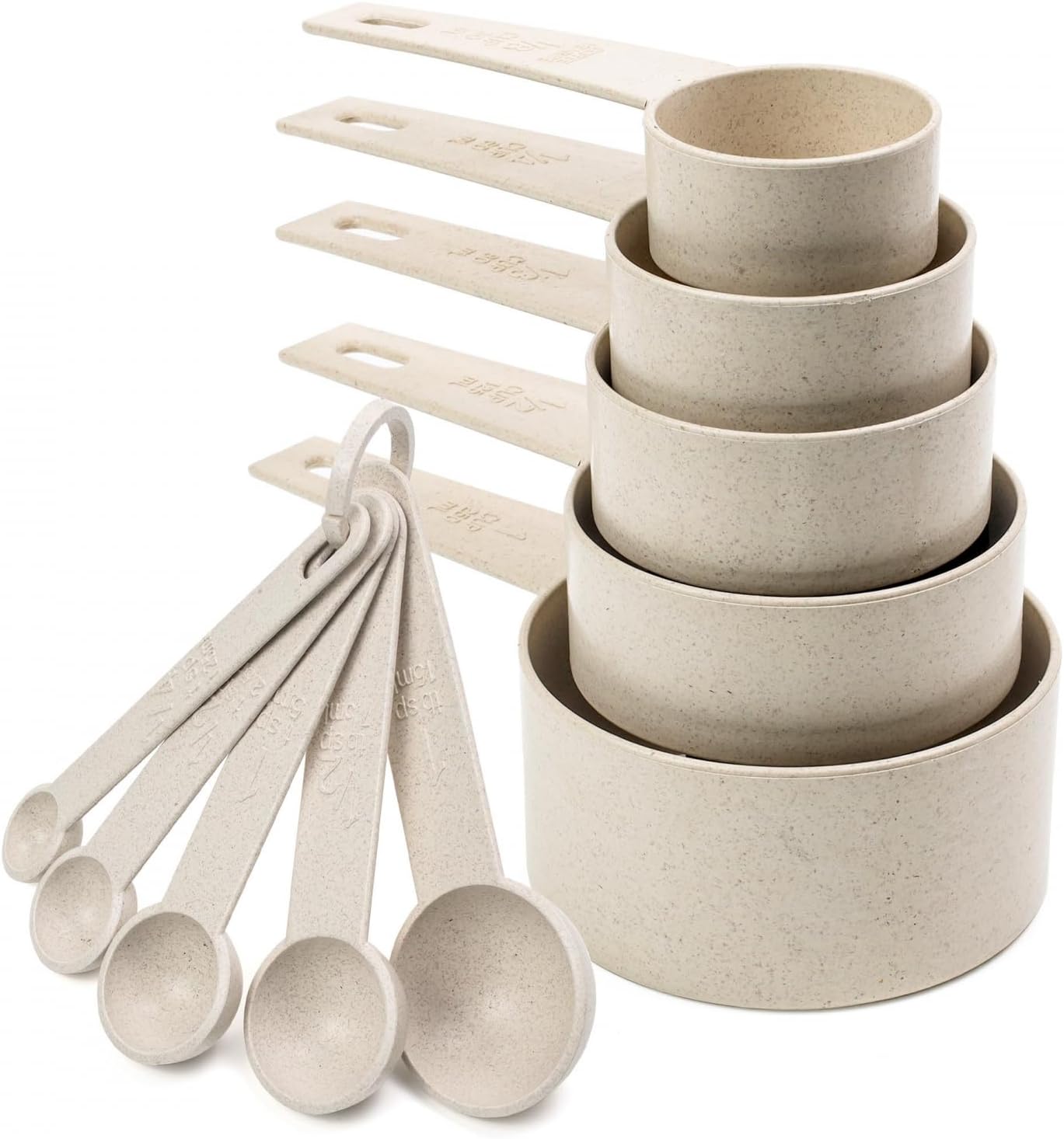 Beille 7pc Wheat Straw Complete Kitchen Utensils Set, Cream