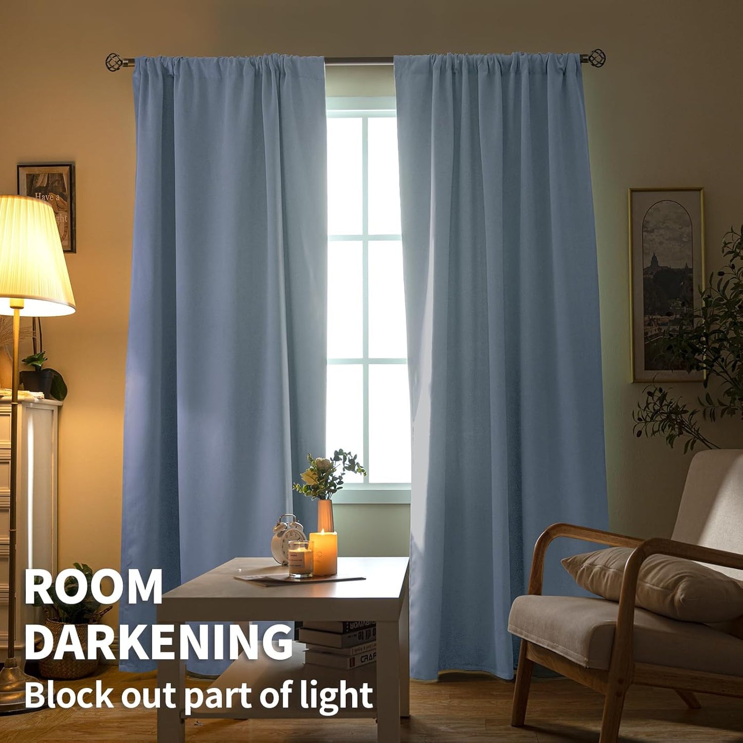 BGment Baby Blue Room Darkening Curtains 84 Inch Length for Bedroom - Rod Pocket Thermal Insulated Drapes for Living Room Boy Privacy Shading, 52 x 84 Inch, 2 Panels