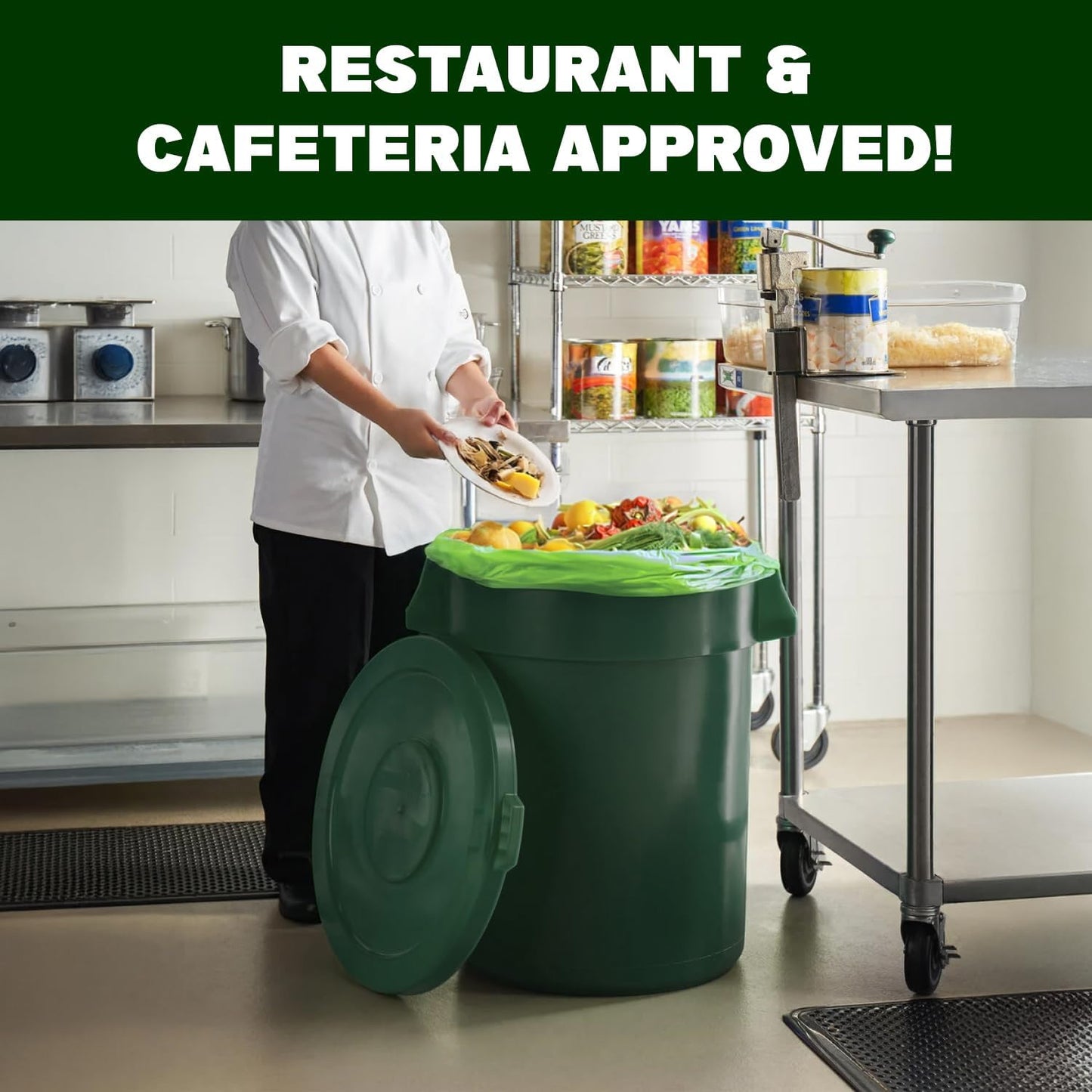 Simply Bio 60-65 Gallon Compostable Trash Bags Liners Flat-Top, Heavy Duty Extra Thick 2 Mil, 242.27 Liter, 12 Bags, Lawn, Yard, and Restaurant Use, ASTM D6400, US BPI, OK Compost Home Certified