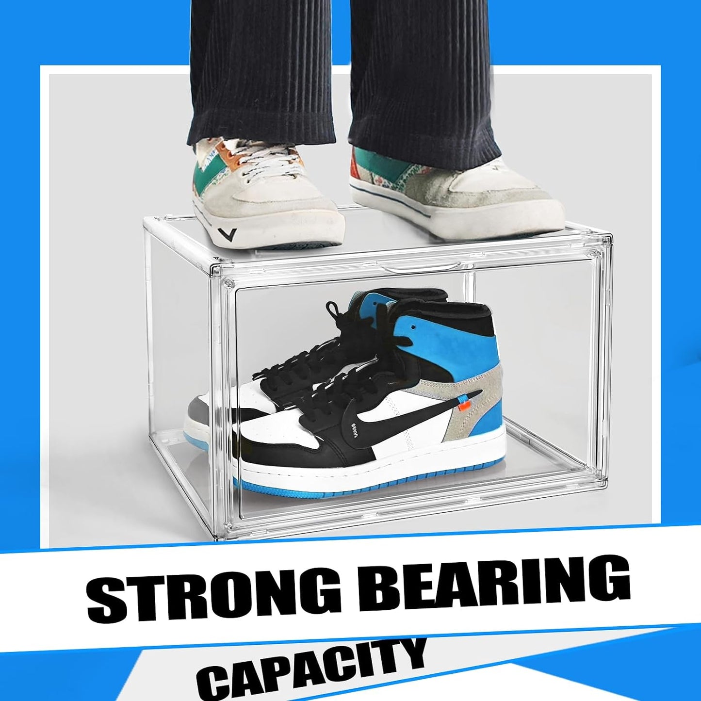 10 Pack Acrylic Shoe Storage Box Clear Plastic Stackable Acrylic Display Case with Magnetic Door Sneaker Storage for Sneakerheads Large Hat Shoe Boxes, Fit up to US Size 13