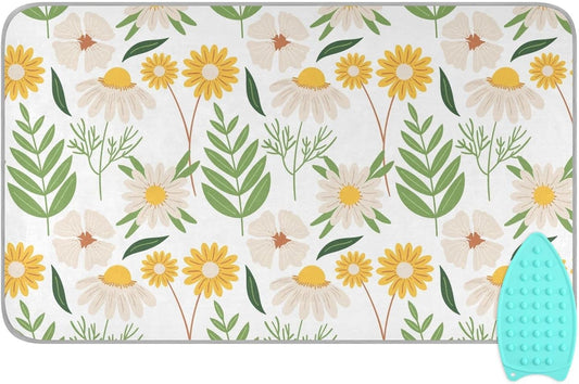 Ironing Mat Portable Ironing Pad Ironing Blanket for Table Top Heat Resistance Double-Side Using Travel Large 47.2 x 27.6 Inch Foldable Lightweight White Flower