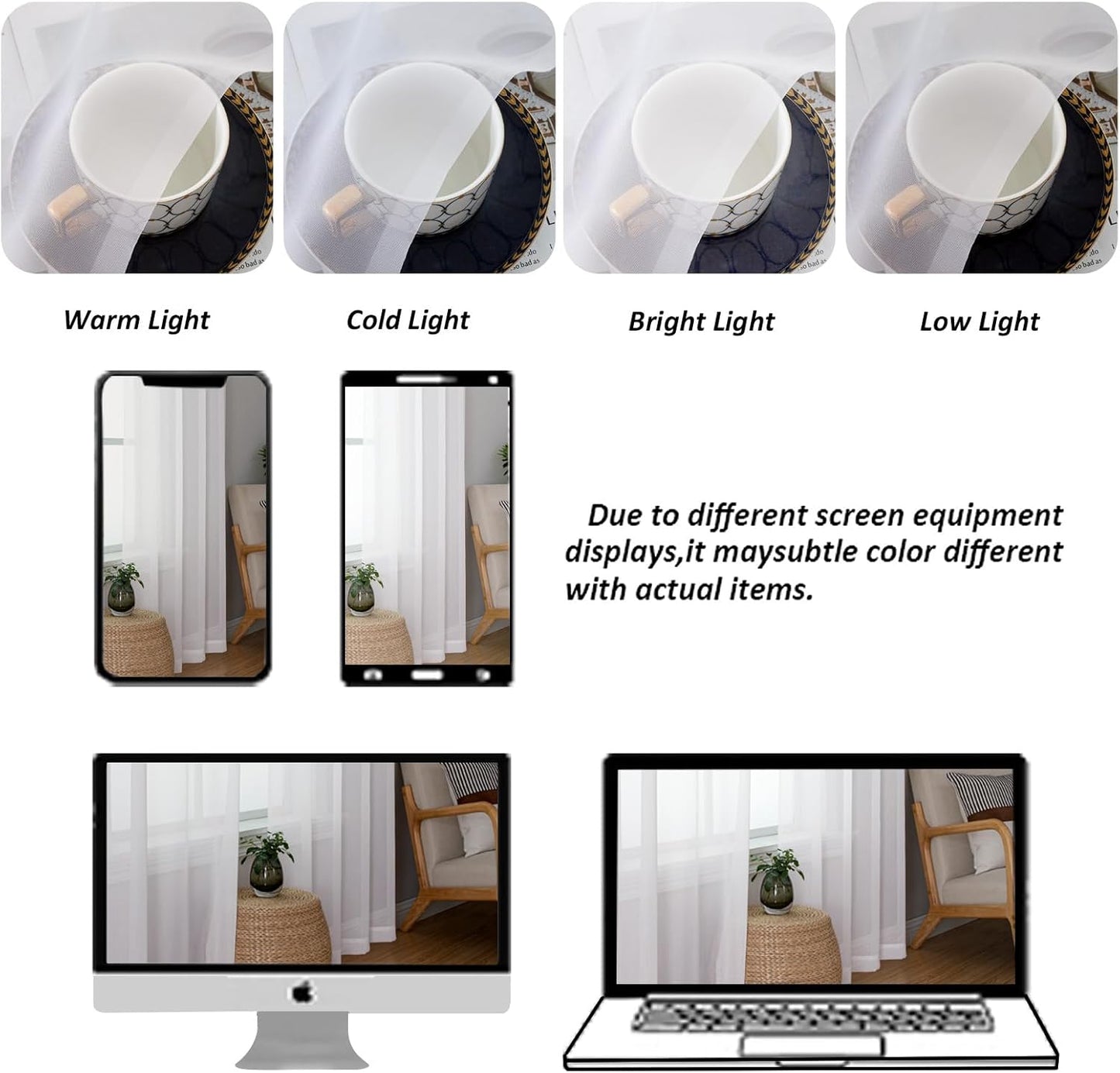 Chyhomenyc Extra Long White Sheer Curtains 108 Inches Long 2 Panels, Light Filtering White Curtains for Living Room, Soft Gentle Voile Rod Pocket Bedroom Window Drapes, 59Wx108L Inch, 9FT, 2PCS