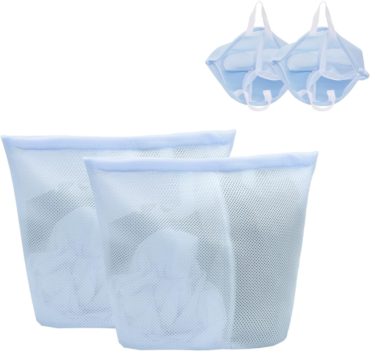 2 Pcs Special Zoning laundry bag for delicates with handles mesh laundry bags washing machine laundry totes travel storage and sorting bag(Blue2)
