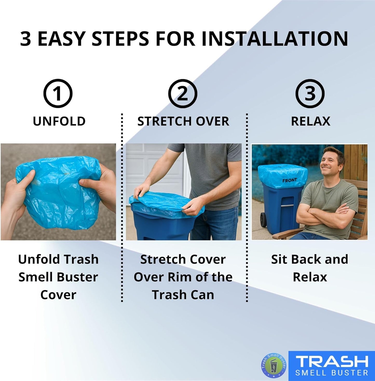 Outdoor Trash Can Odor Eliminator Cover Lemon Scented Durable Elastic Bag with Optional Straps Fits 95 Gallon Cans 2 Covers