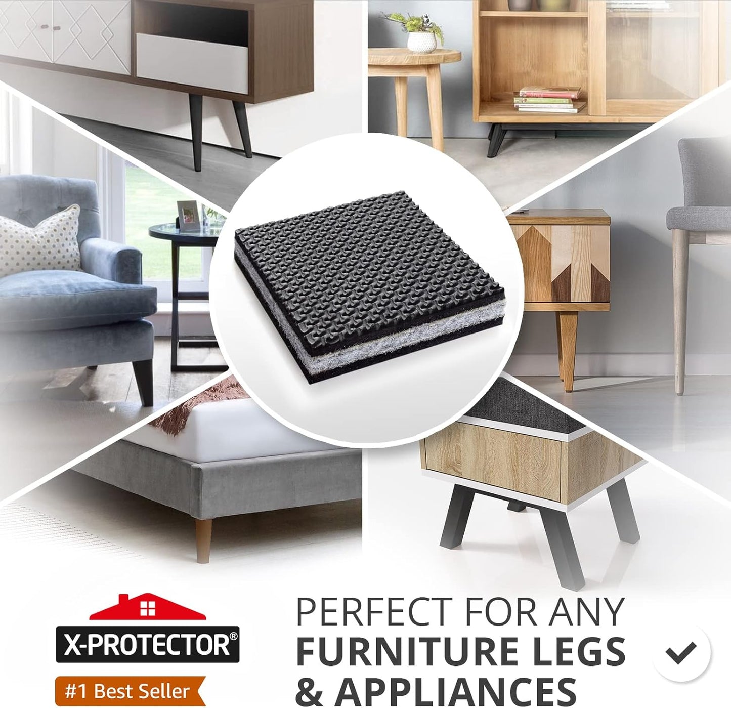 X-PROTECTOR Non Slip Furniture Pads – 4 PCS Premium Furniture Grippers 6"! Best SelfAdhesive Rubber Feet Furniture Feet – Ideal Non Skid Furniture Pad Floor Protectors – Keep Furniture in Place!