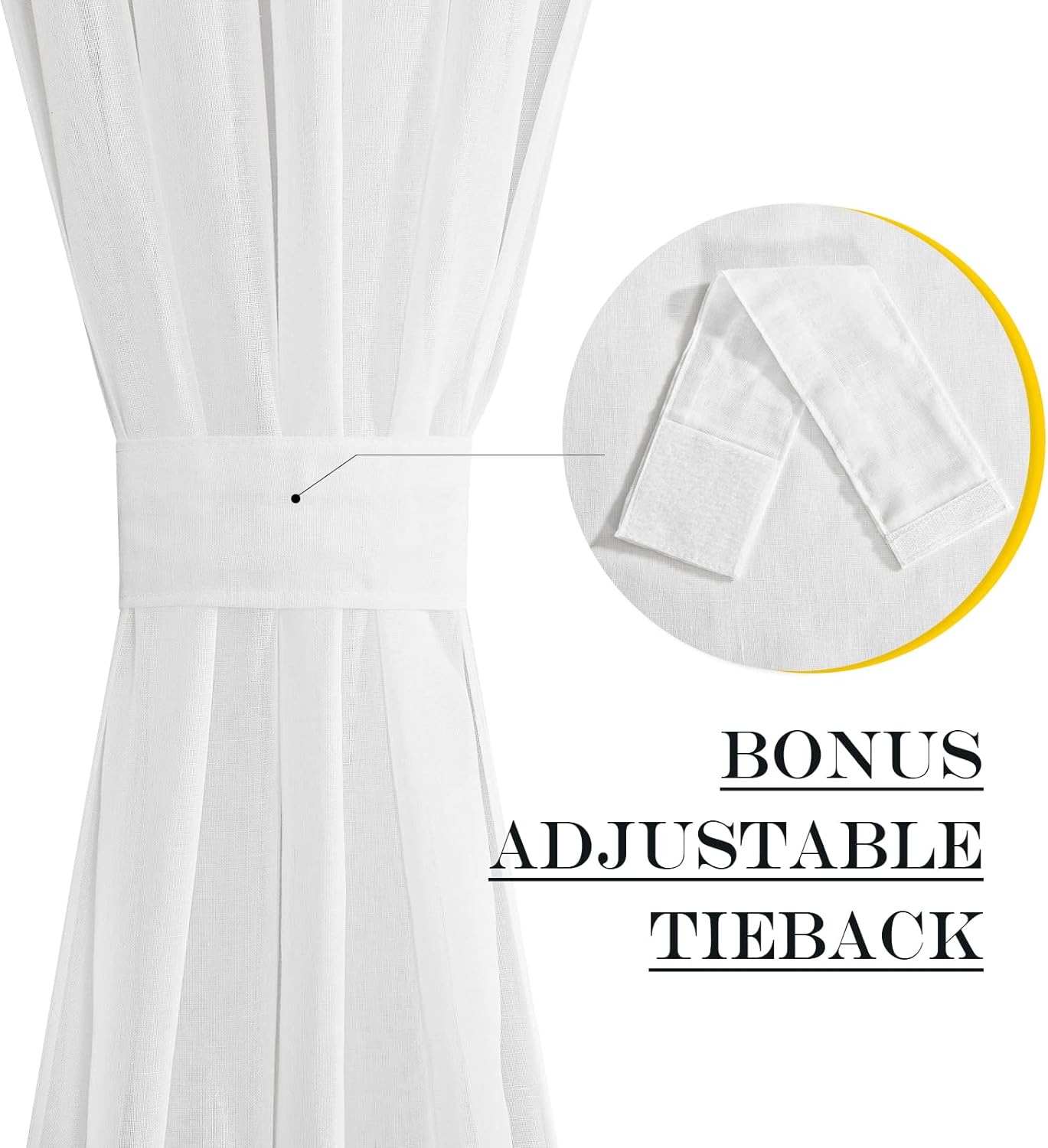 NICETOWN Door Window Curtain - White Sheer Curtain Light Filter French Blinds Top and Bottom Rod Pocket Front Door Shade for Glass Patio, 1 Panel, 52" Wide x 40" Long