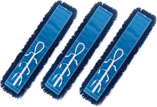 MATTHEW CLEANING 36'' Industrial Strength Cotton Dust Mop Refill Washable Replacement Heads For Residential & Commercial Use Fit Standard Dust Mop Frames, Hardwood, Laminate, Concrete Floors 3 Pack