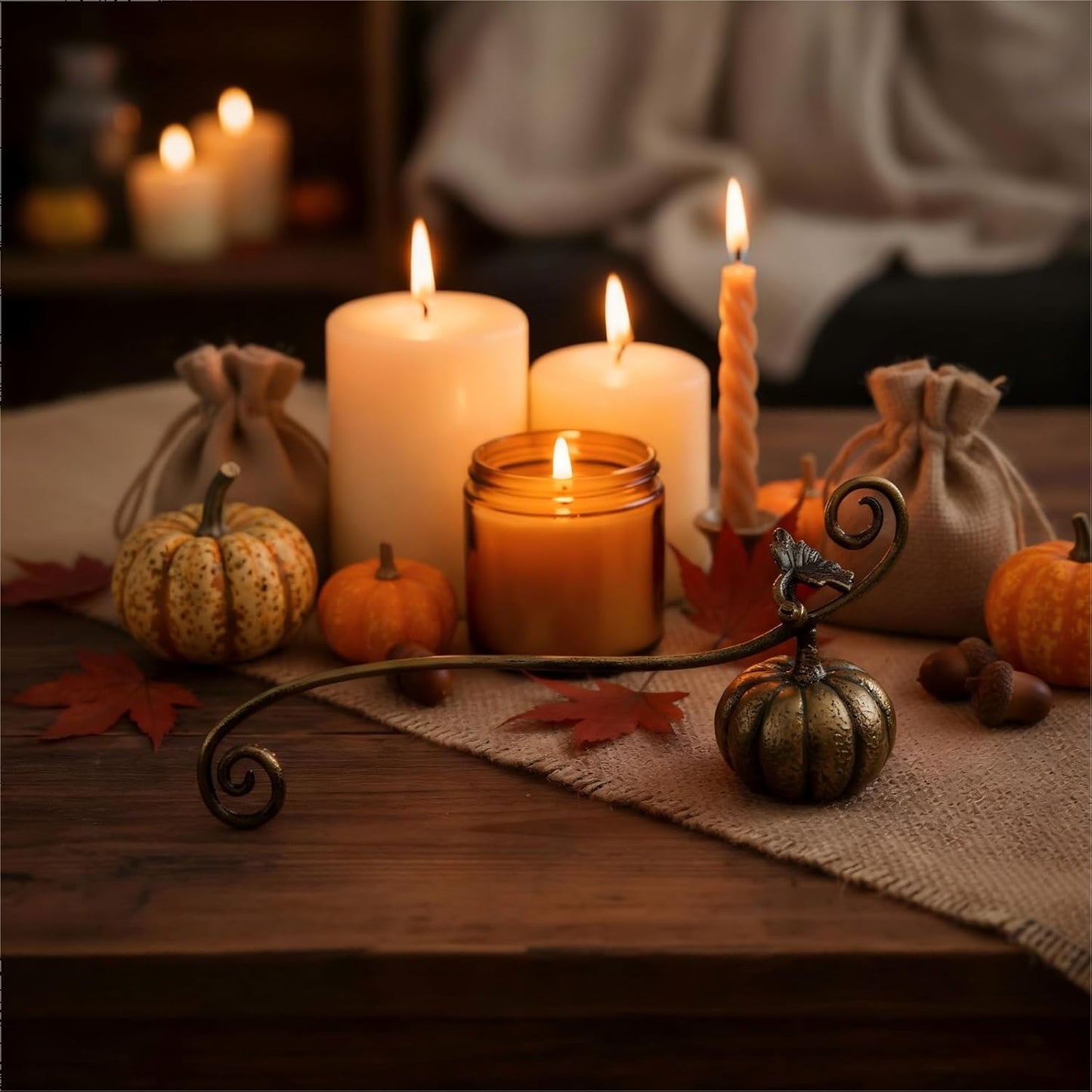 ZOOYOO Candle Snuffer,Vintage Candle Extinguisher Snuffers with Long Handle,Pumpkin Candle Tool for Putting Out Extinguishing Candle Wick Flame Safely