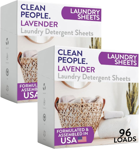 The Clean People Laundry Detergent Sheets - Laundry Soap - Ultra Concentrated, Recyclable Packaging, Stain Fighting - Lavender, 192 Pack