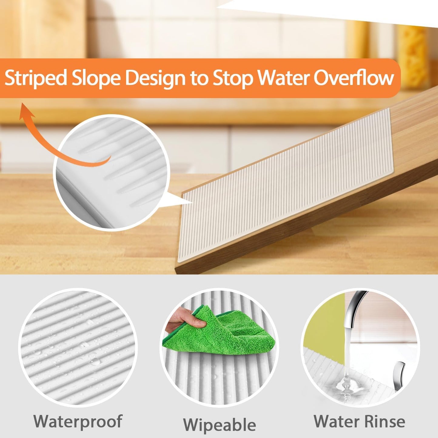 GOYLSER Silicone Refrigerator Liner for Glass Shelves Washable, Striped Fridge Liners for Shelves, 4Pcs Clear Drawer Liners No Adhesive Refrigerator Shelf Liner, 17.7x11.8 inch