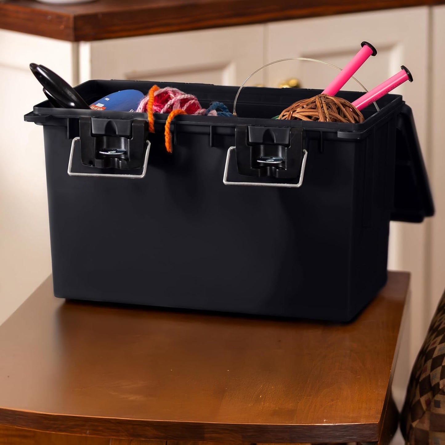 Sheffield 12706 Storage Bins With Lids, 2-Pack Stackable Storage Bins, Made in USA, Lockable and Water-Resistant Containers with Lids, Plastic Containers for Home, Classroom, and Dorm