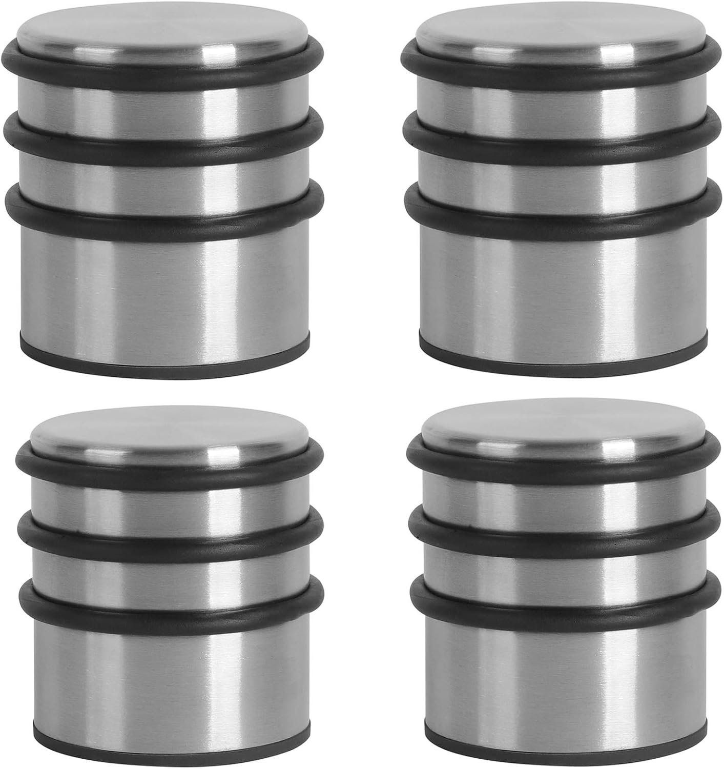 KINJOEK 4 Packs Heavy Duty Door Stopper, Solid Steel Door Stop No Need to Drill, Surrounded with Protective Rubber Bands Anti-Slip Door Wedge for Office, Home, Garage, Laundry Door