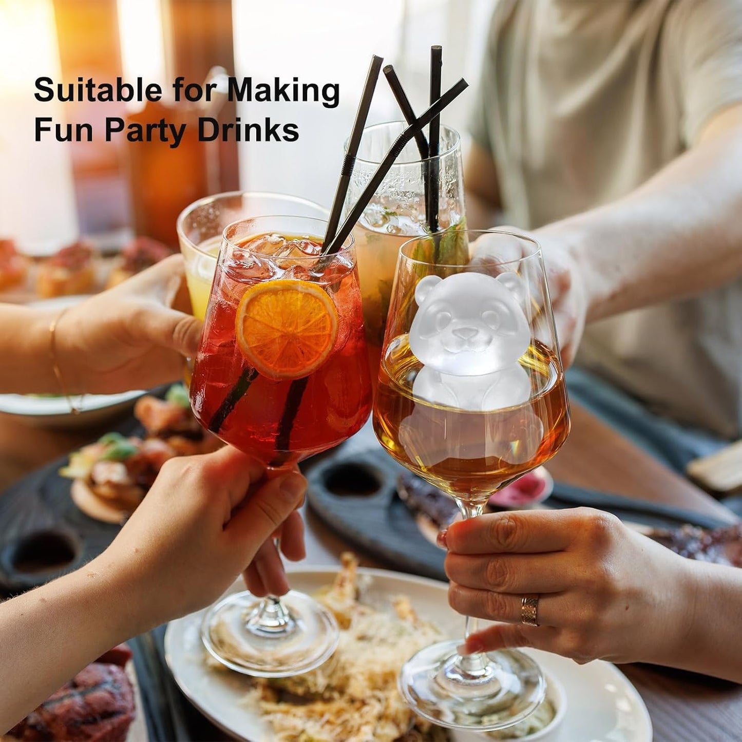 3D Panda Ice Cube Silicone Molds Tray for Whiskey, Cocktail, Drink Decor, Bar; Rich Details. Cute Gifts for Women Kids Girls Boys, Fun Animal Shape Soap Epoxy Resign Mold; 2 Pack